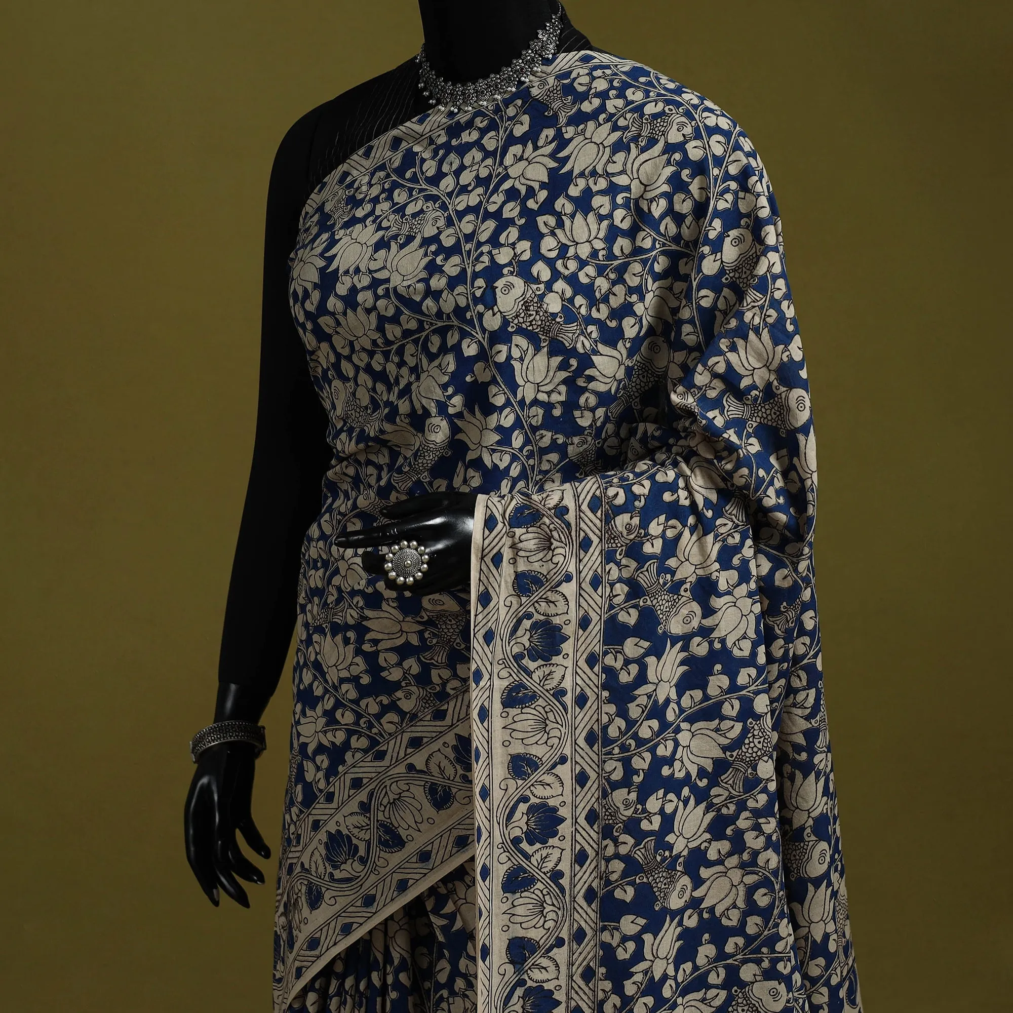 Blue - Printed Cotton Nellore Kalamkari Saree 25 sold by Itokri product image thumbnail 2