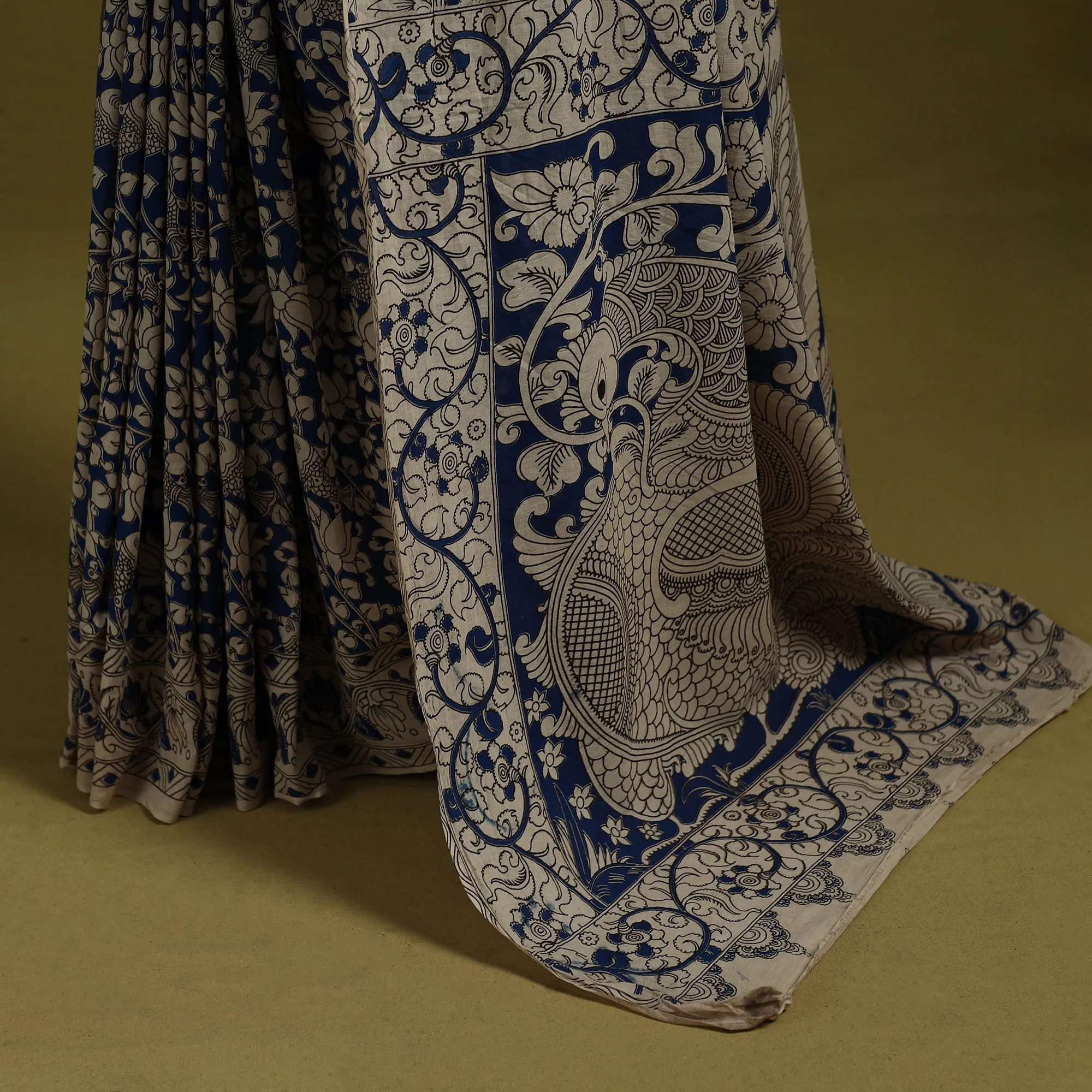 Blue - Printed Cotton Nellore Kalamkari Saree 25 sold by Itokri product image thumbnail 4