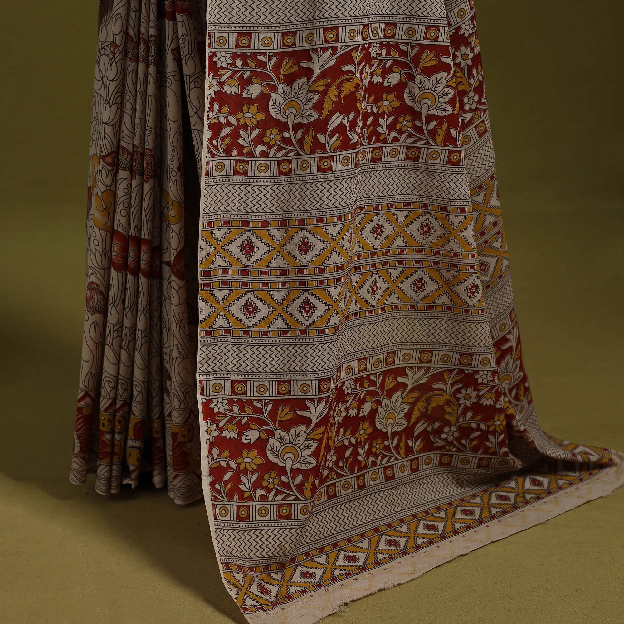 Beige - Printed Cotton Nellore Kalamkari Saree 22 sold by Itokri product image thumbnail 4