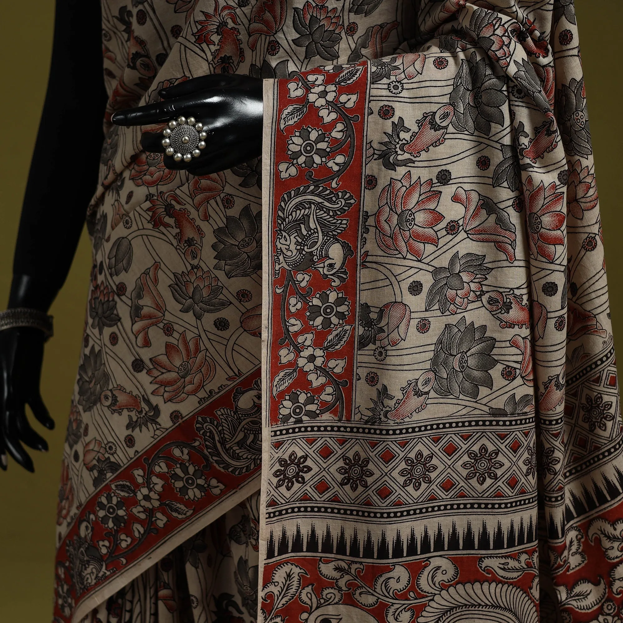 Beige - Printed Cotton Nellore Kalamkari Saree 20 sold by Itokri product image thumbnail 3