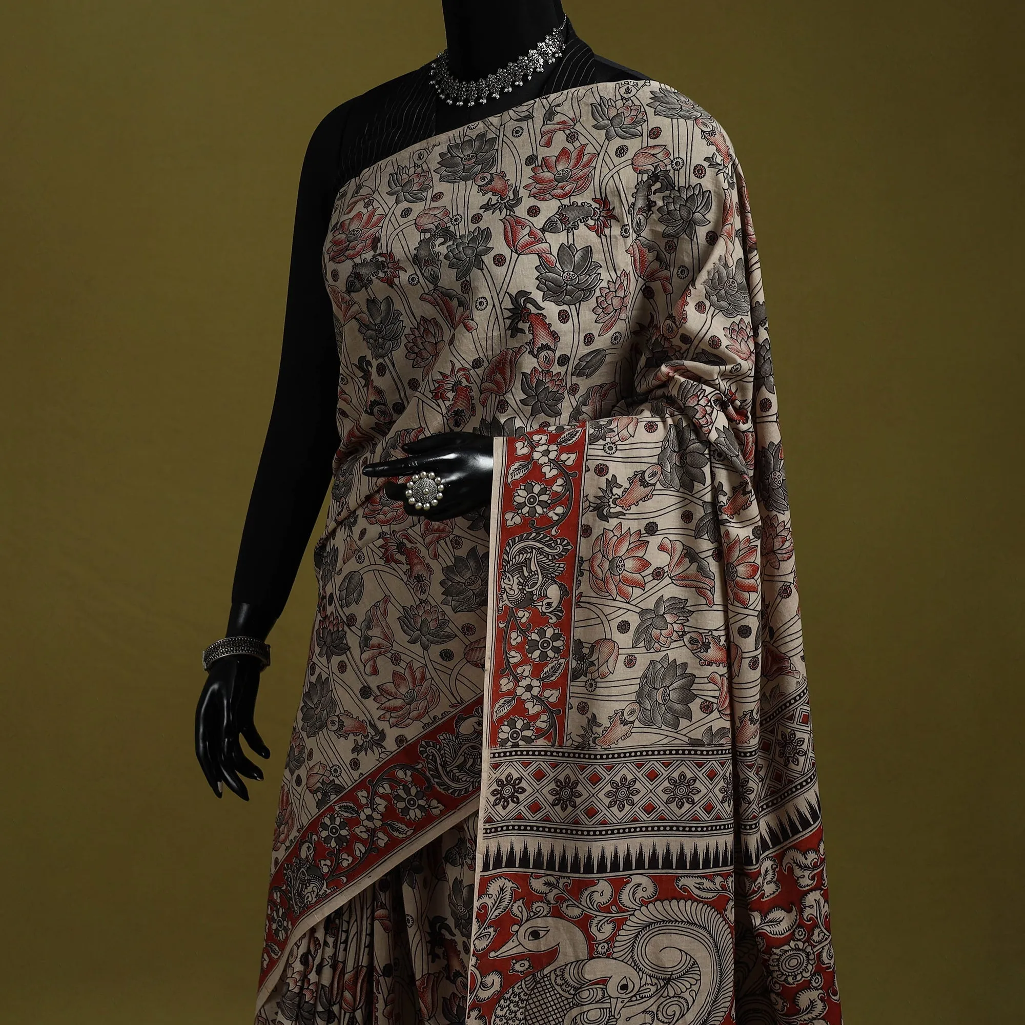 Beige - Printed Cotton Nellore Kalamkari Saree 20 sold by Itokri product image thumbnail 2