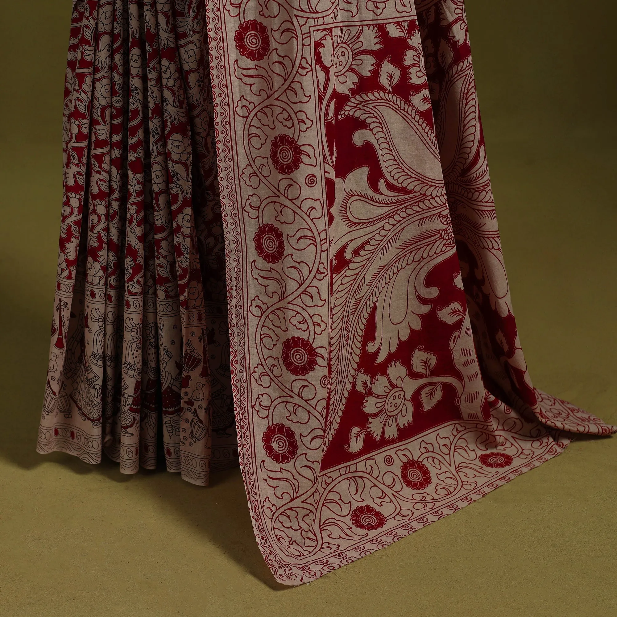 Red - Printed Cotton Nellore Kalamkari Saree 18 sold by Itokri product image thumbnail 4