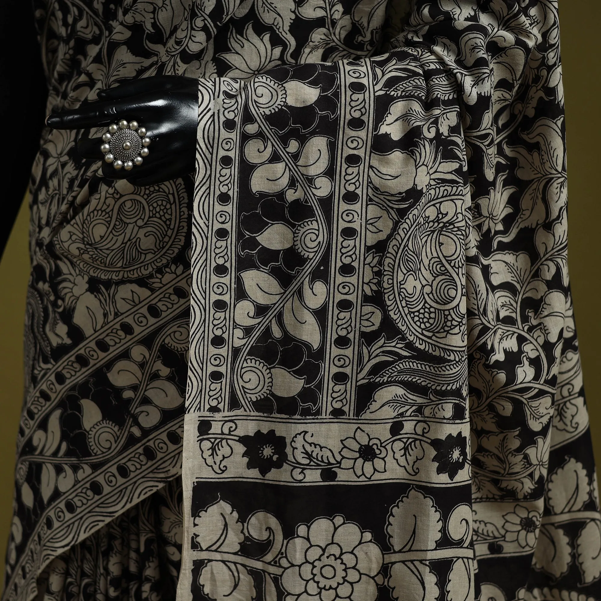 Black - Printed Cotton Nellore Kalamkari Saree 17 sold by Itokri product image thumbnail 3