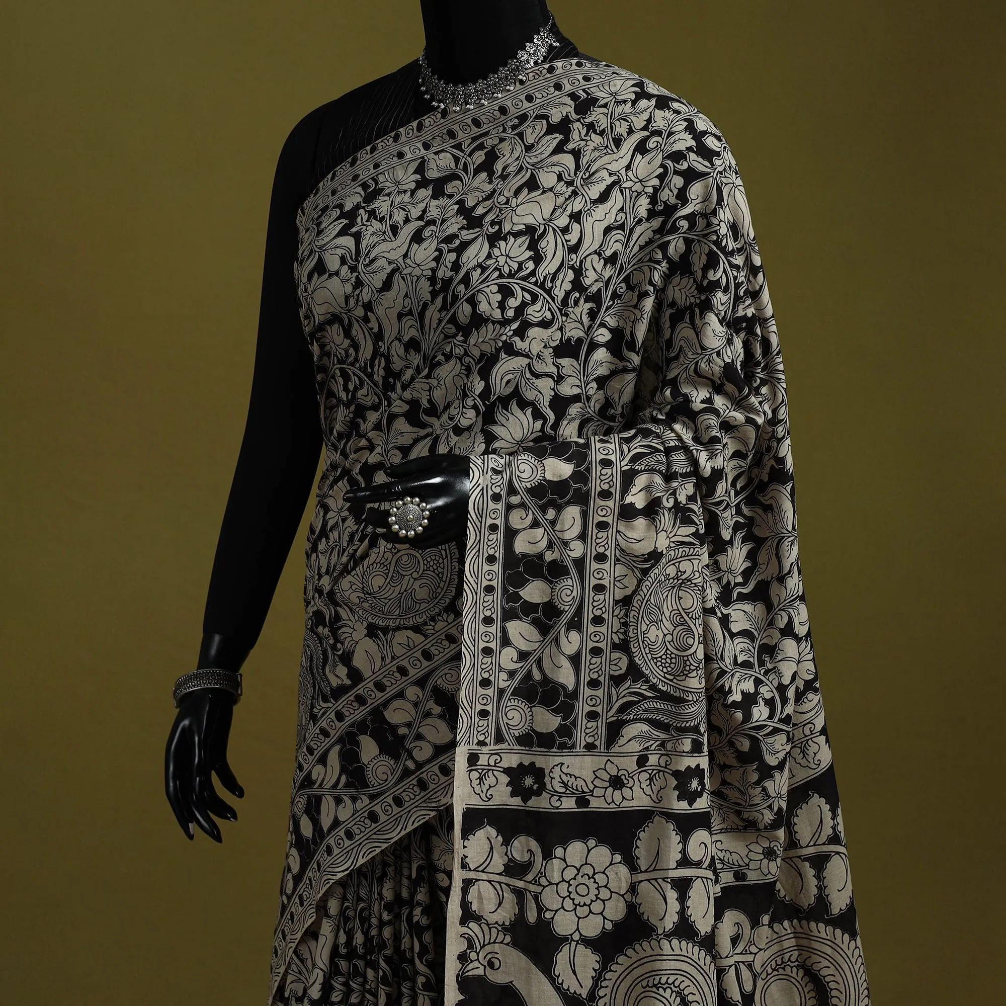 Black - Printed Cotton Nellore Kalamkari Saree 17 sold by Itokri product image thumbnail 2