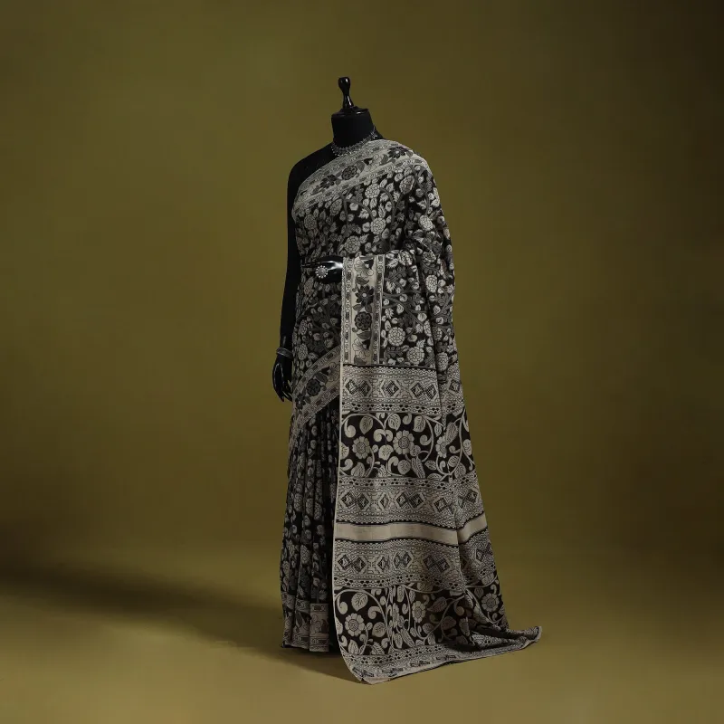 Black - Printed Cotton Nellore Kalamkari Saree 16 made by Itokri