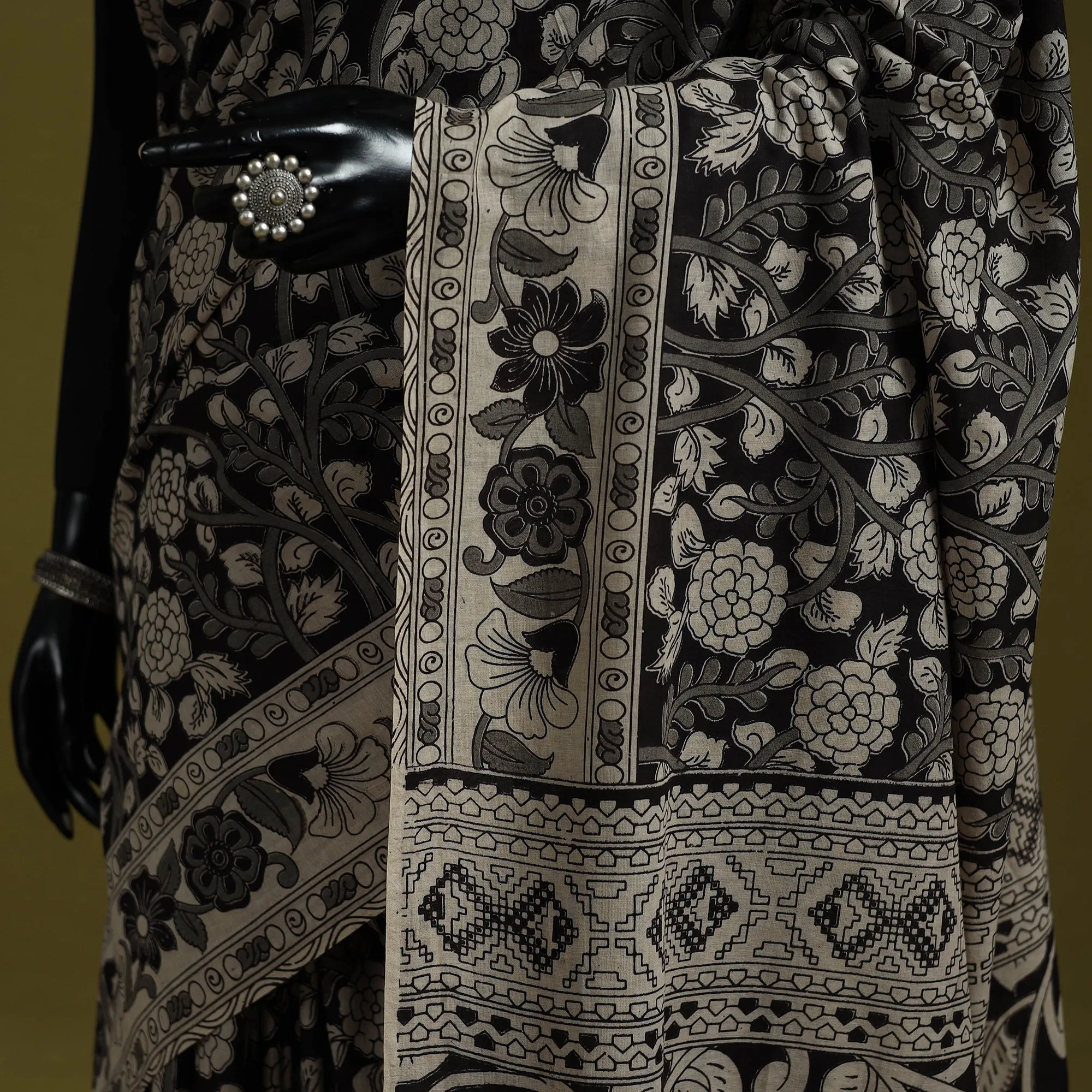 Black - Printed Cotton Nellore Kalamkari Saree 16 sold by Itokri product image thumbnail 3