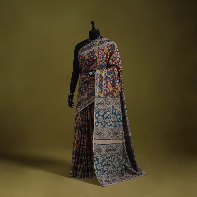 Red - Printed Cotton Nellore Kalamkari Saree 12 sold by Itokri