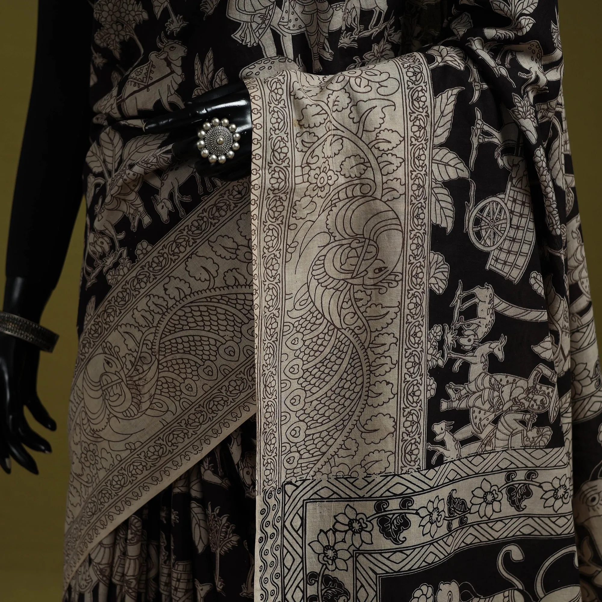 Black - Printed Cotton Nellore Kalamkari Saree 11 sold by Itokri product image thumbnail 3