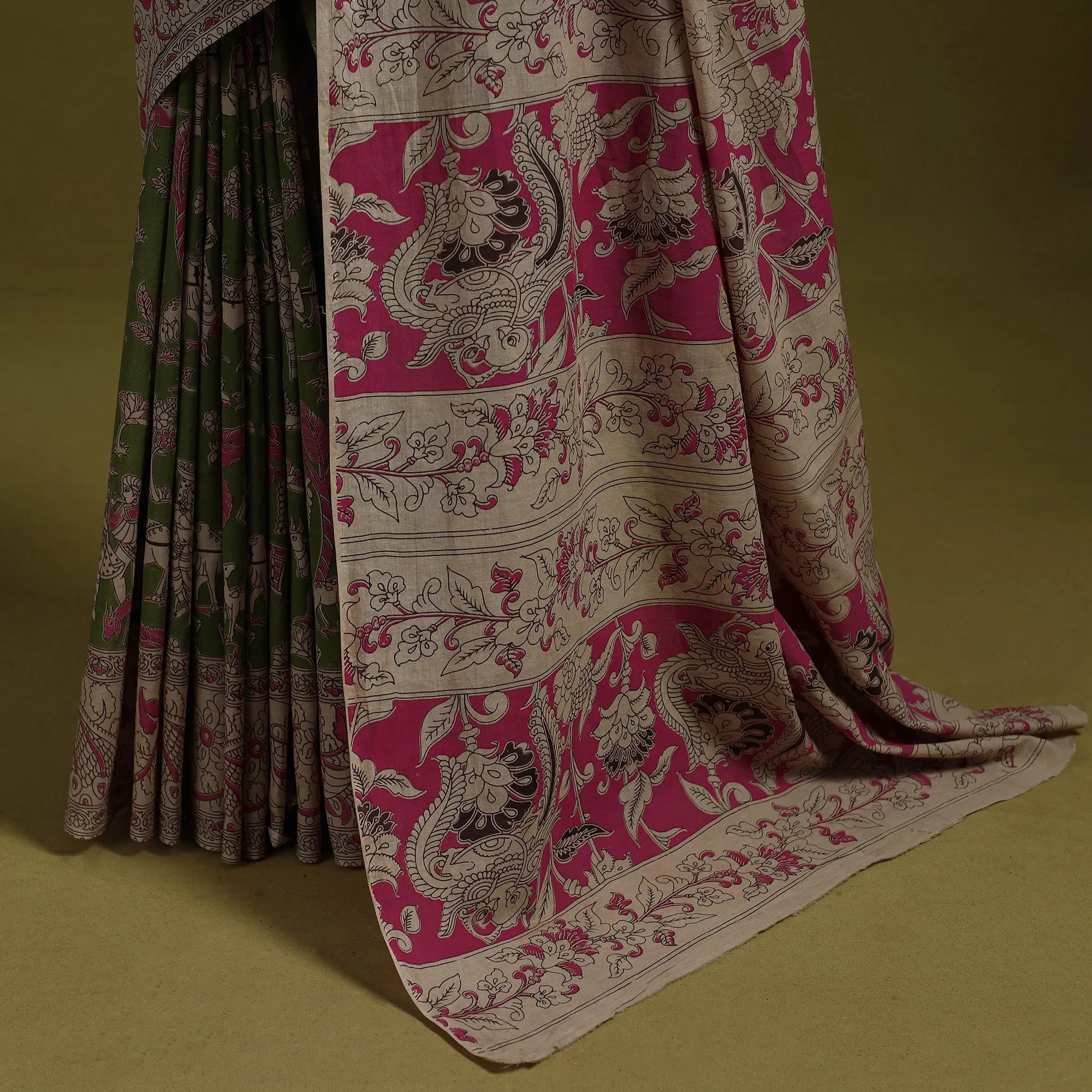 Green - Printed Cotton Nellore Kalamkari Saree 10 sold by Itokri product image thumbnail 4