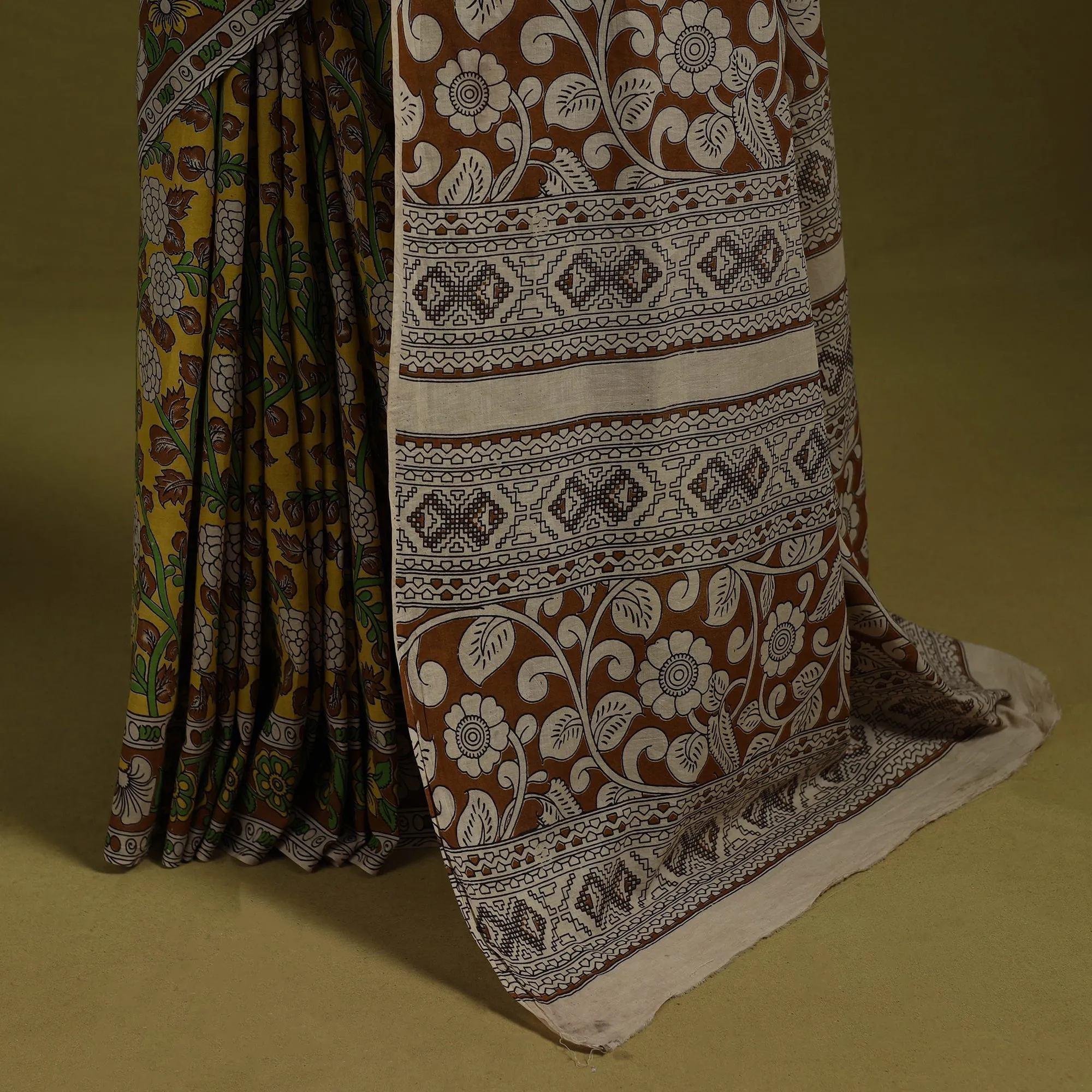 Yellow - Printed Cotton Nellore Kalamkari Saree 09 sold by Itokri product image thumbnail 4