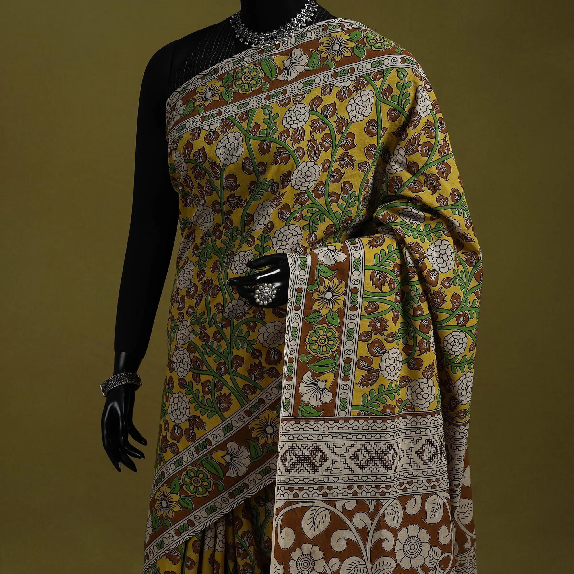 Yellow - Printed Cotton Nellore Kalamkari Saree 09 sold by Itokri product image thumbnail 2