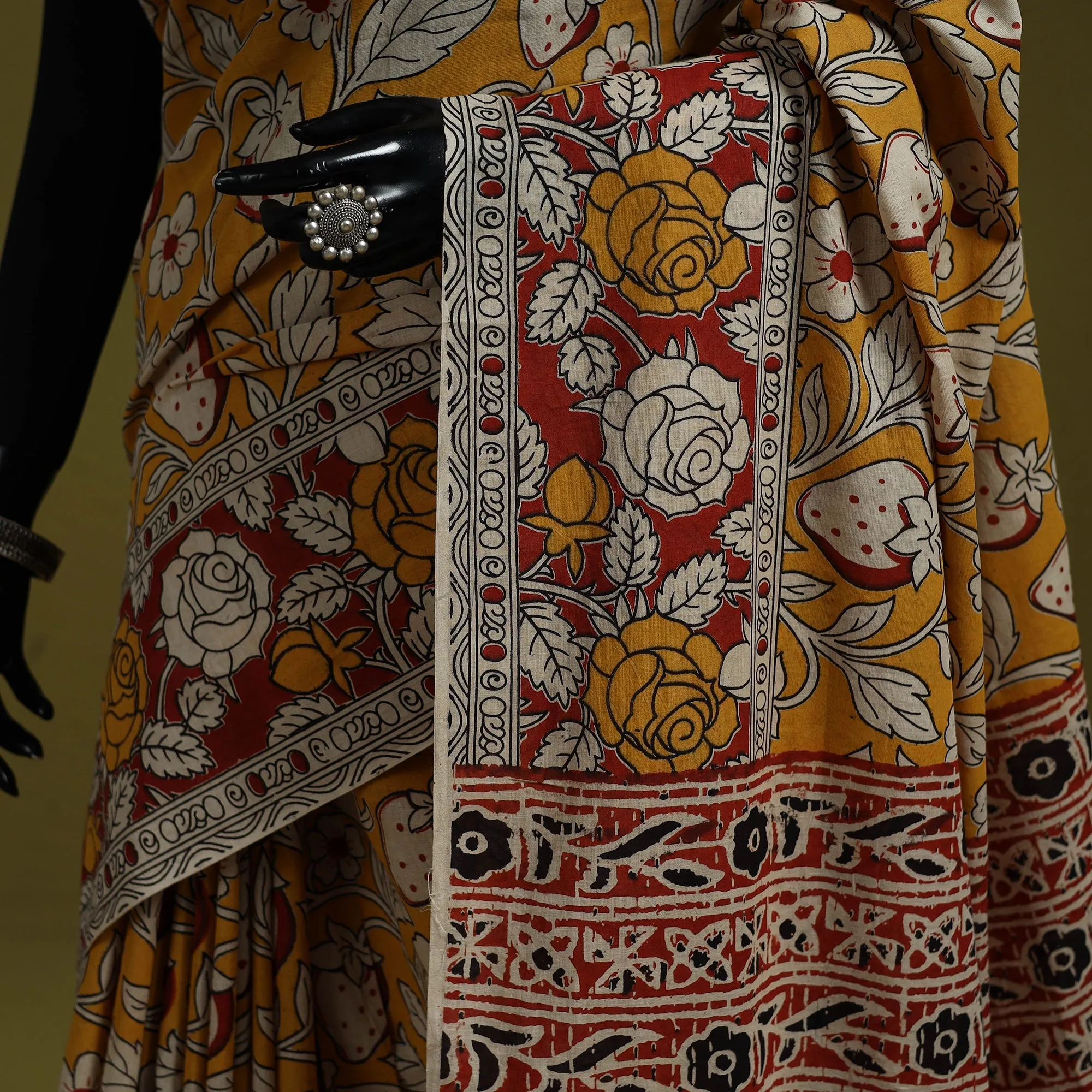 Yellow - Printed Cotton Nellore Kalamkari Saree 06 sold by Itokri product image thumbnail 3