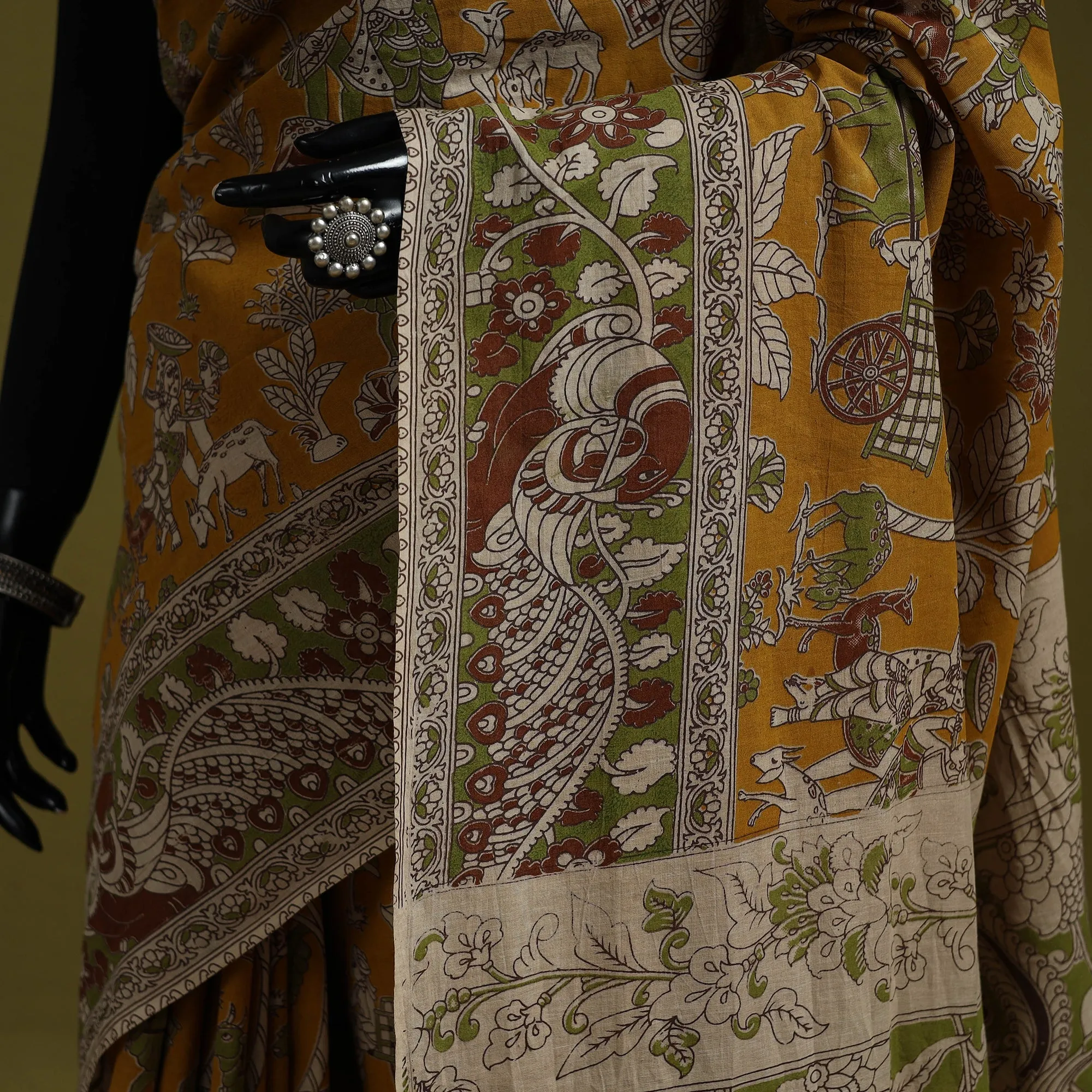 Yellow - Printed Cotton Nellore Kalamkari Saree 04 sold by Itokri product image thumbnail 3