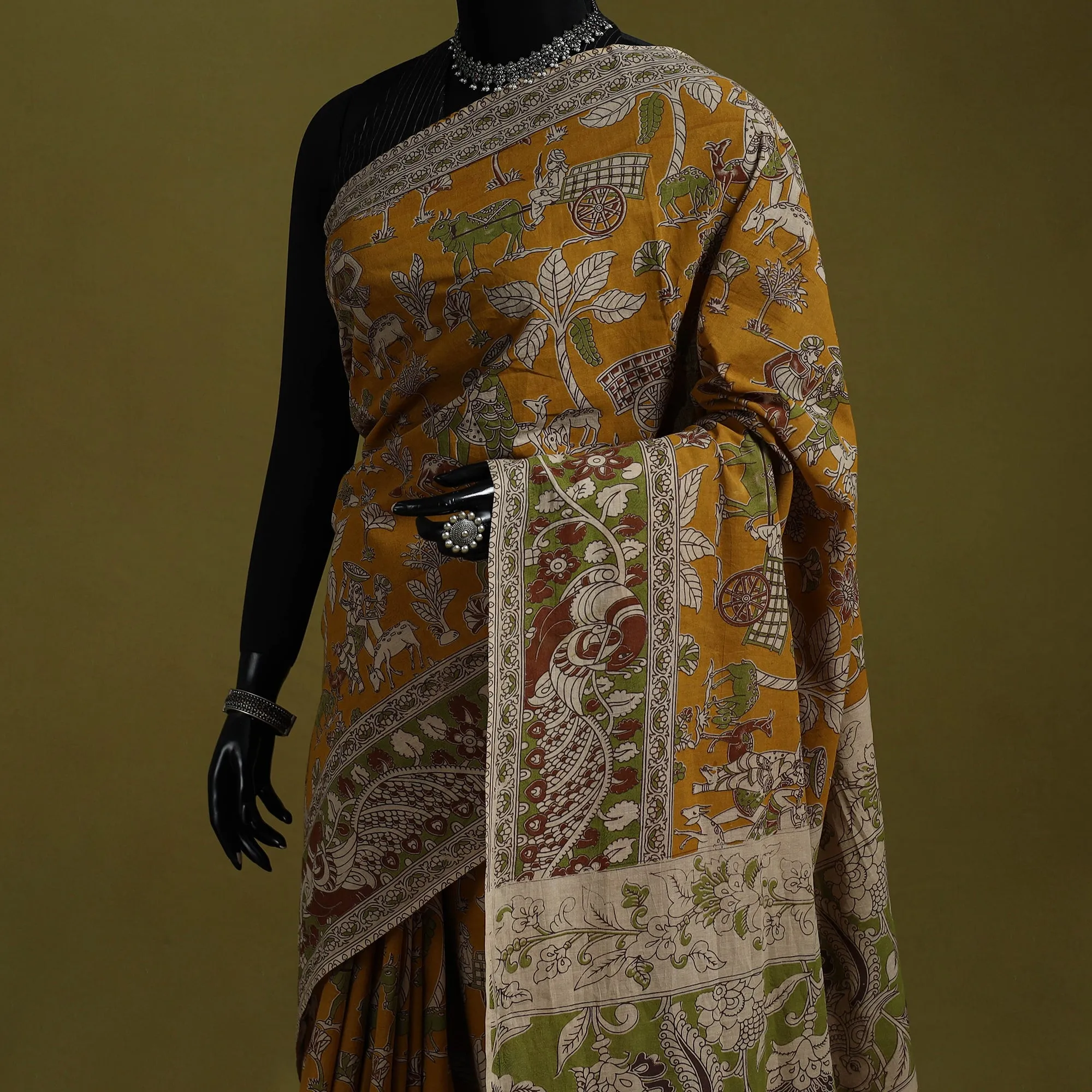 Yellow - Printed Cotton Nellore Kalamkari Saree 04 sold by Itokri product image thumbnail 2