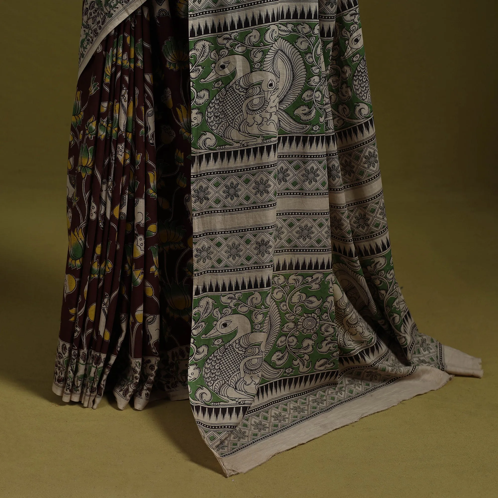 Brown - Printed Cotton Nellore Kalamkari Saree 03 sold by Itokri product image thumbnail 4