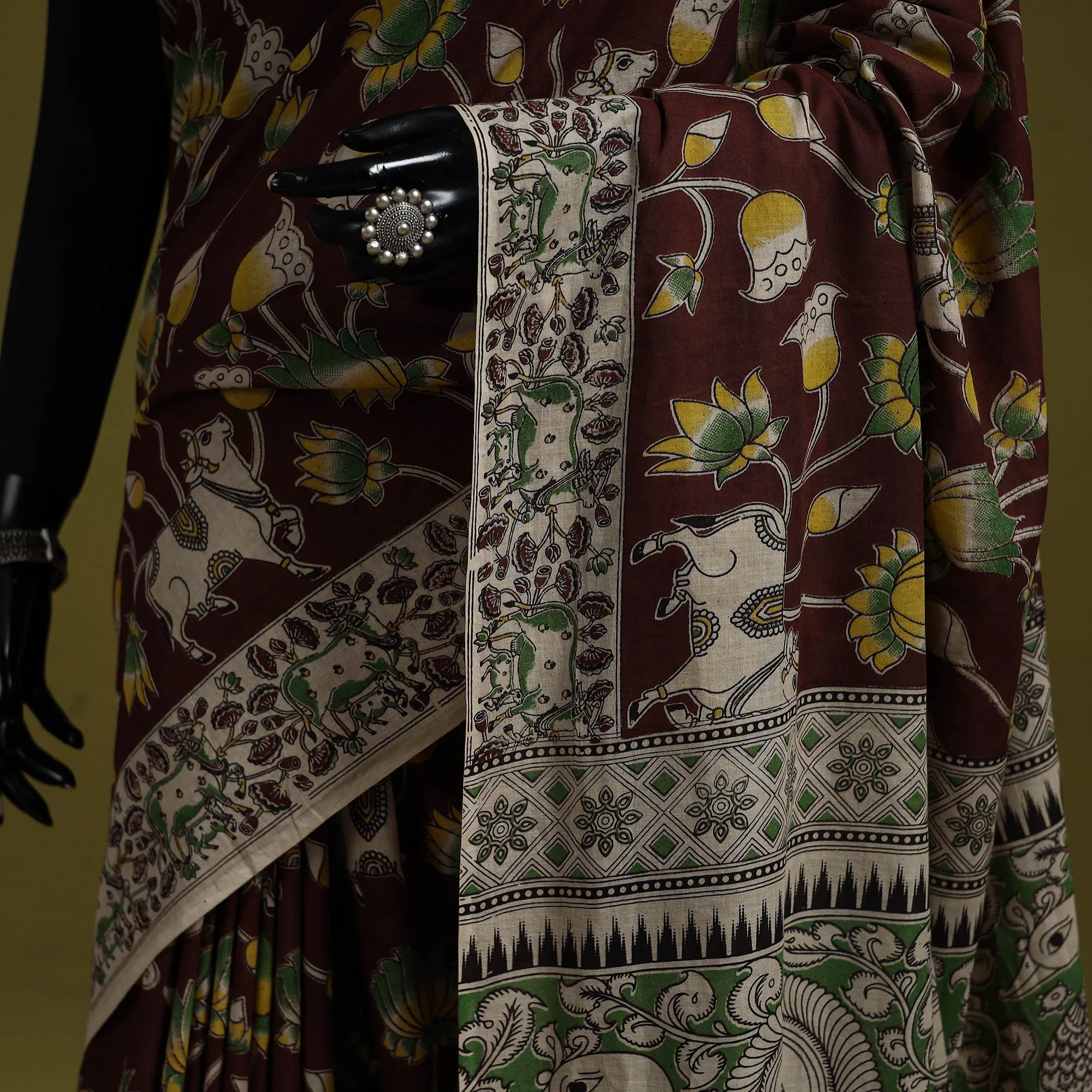 Brown - Printed Cotton Nellore Kalamkari Saree 03 sold by Itokri product image thumbnail 3