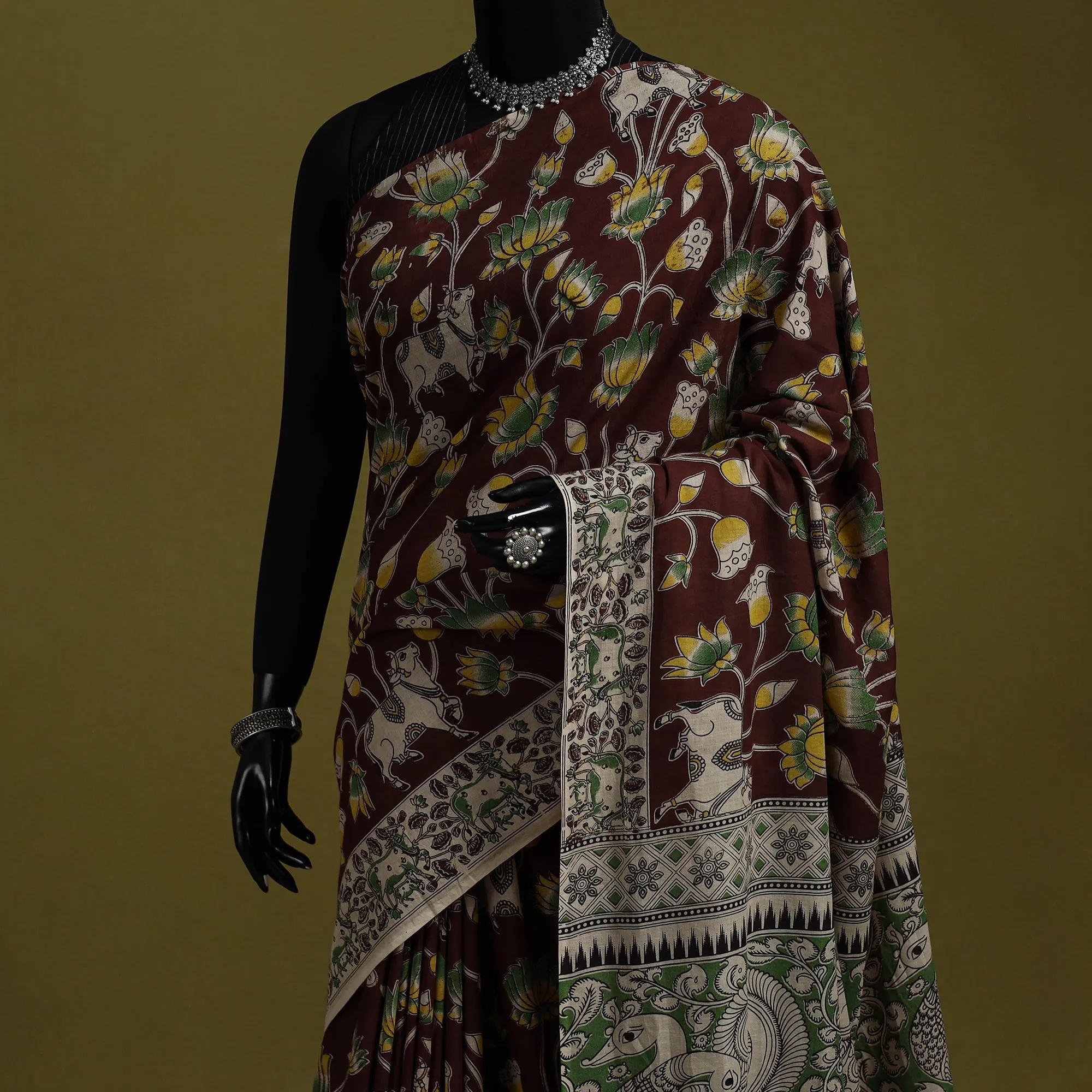 Brown - Printed Cotton Nellore Kalamkari Saree 03 sold by Itokri product image thumbnail 2