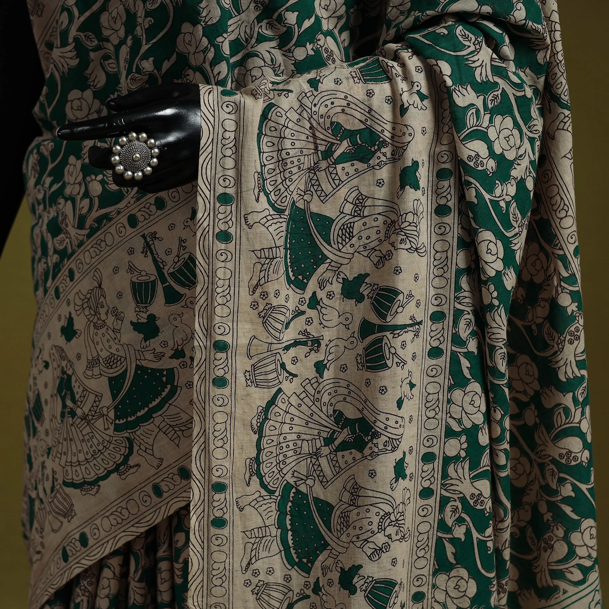 Green - Printed Cotton Nellore Kalamkari Saree 02 sold by Itokri product image thumbnail 3