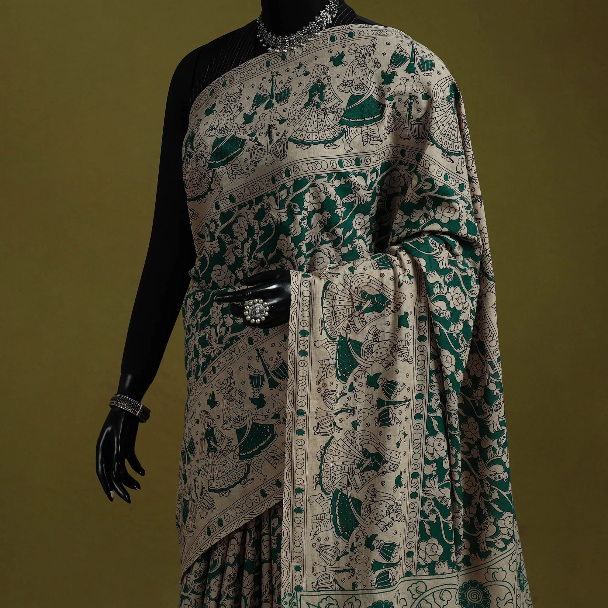 Green - Printed Cotton Nellore Kalamkari Saree 02 sold by Itokri product image thumbnail 2
