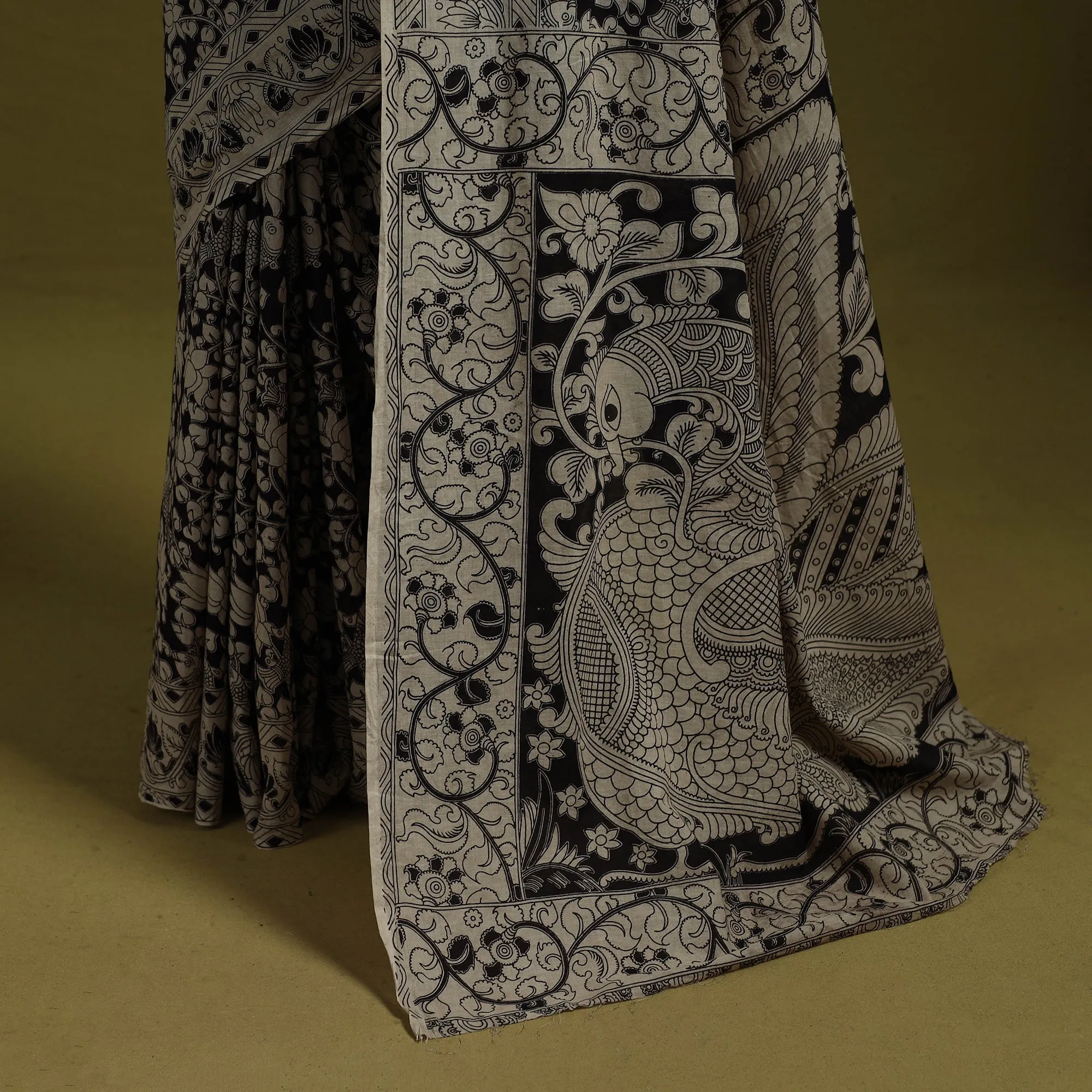 Black - Printed Cotton Nellore Kalamkari Saree 01 sold by Itokri product image thumbnail 4