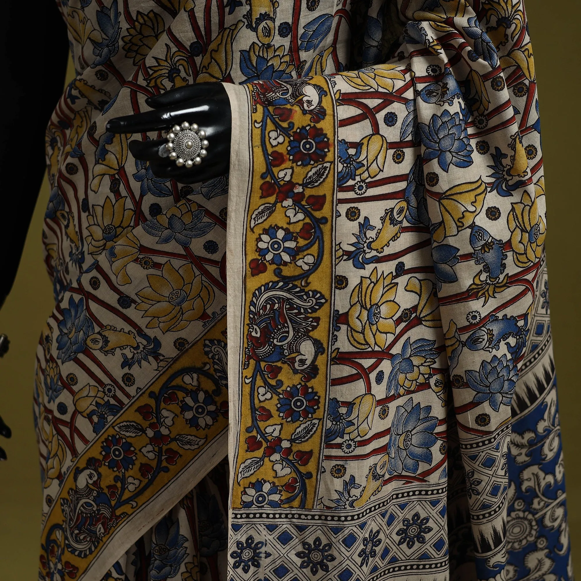 Beige - Printed Cotton Nellore Kalamkari Saree 52 sold by Itokri product image thumbnail 3