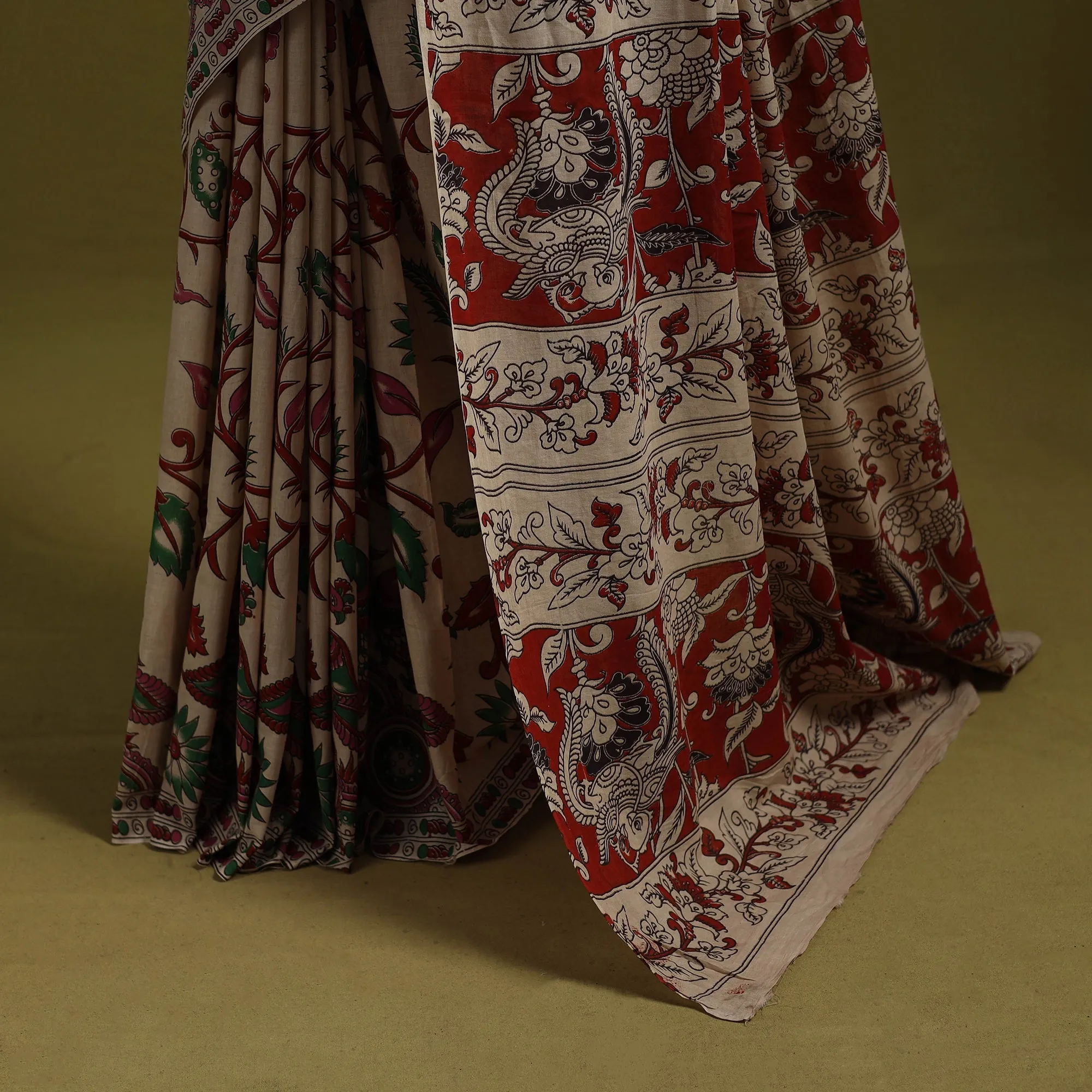 Beige - Printed Cotton Nellore Kalamkari Saree 51 sold by Itokri product image thumbnail 4