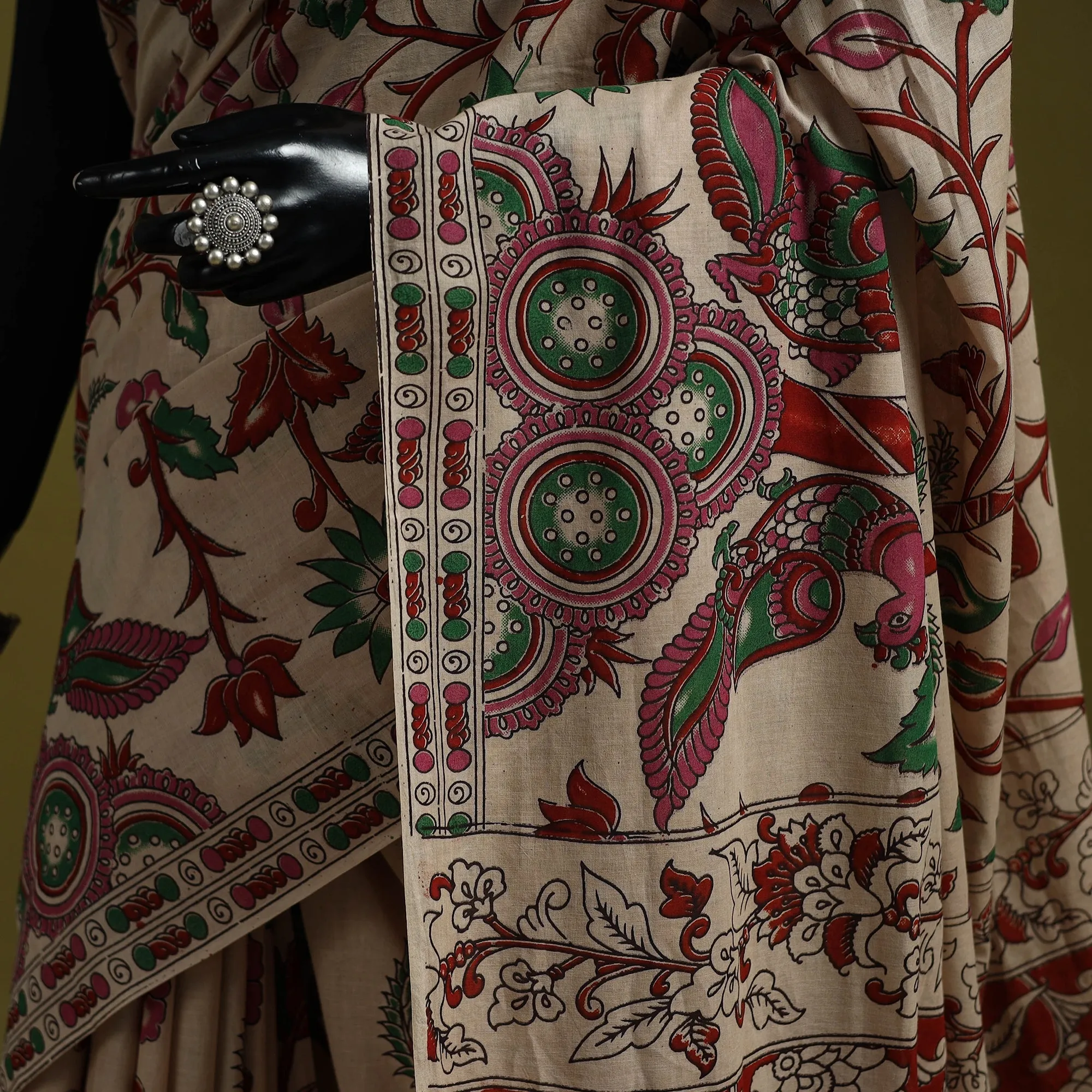 Beige - Printed Cotton Nellore Kalamkari Saree 51 sold by Itokri product image thumbnail 3