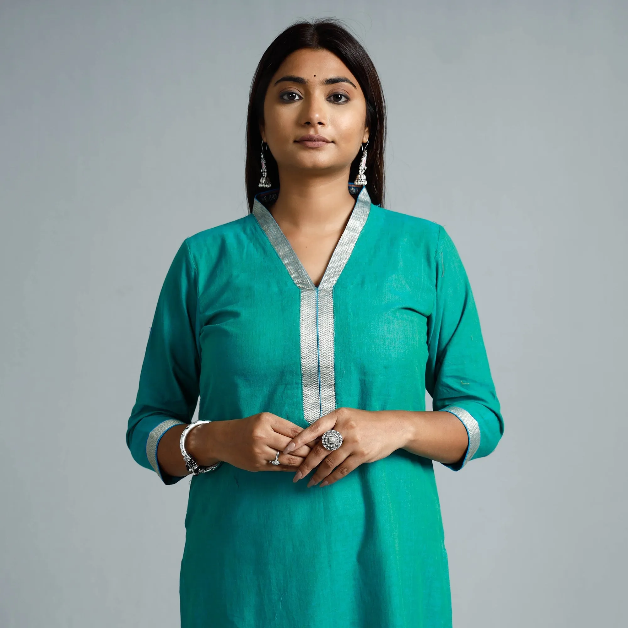 Jade Green - Dharwad Cotton Long Straight Kurta sold by Itokri