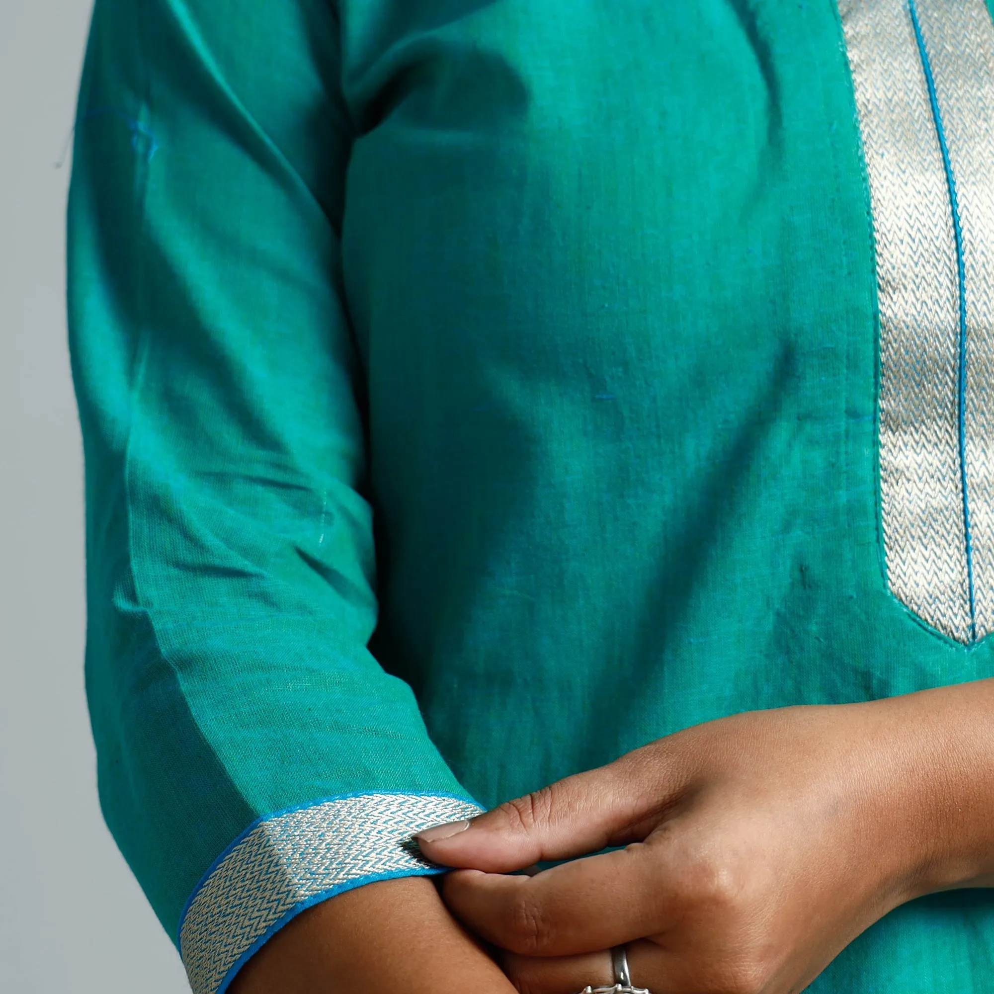 Jade Green - Dharwad Cotton Long Straight Kurta sold by Itokri product image thumbnail 5