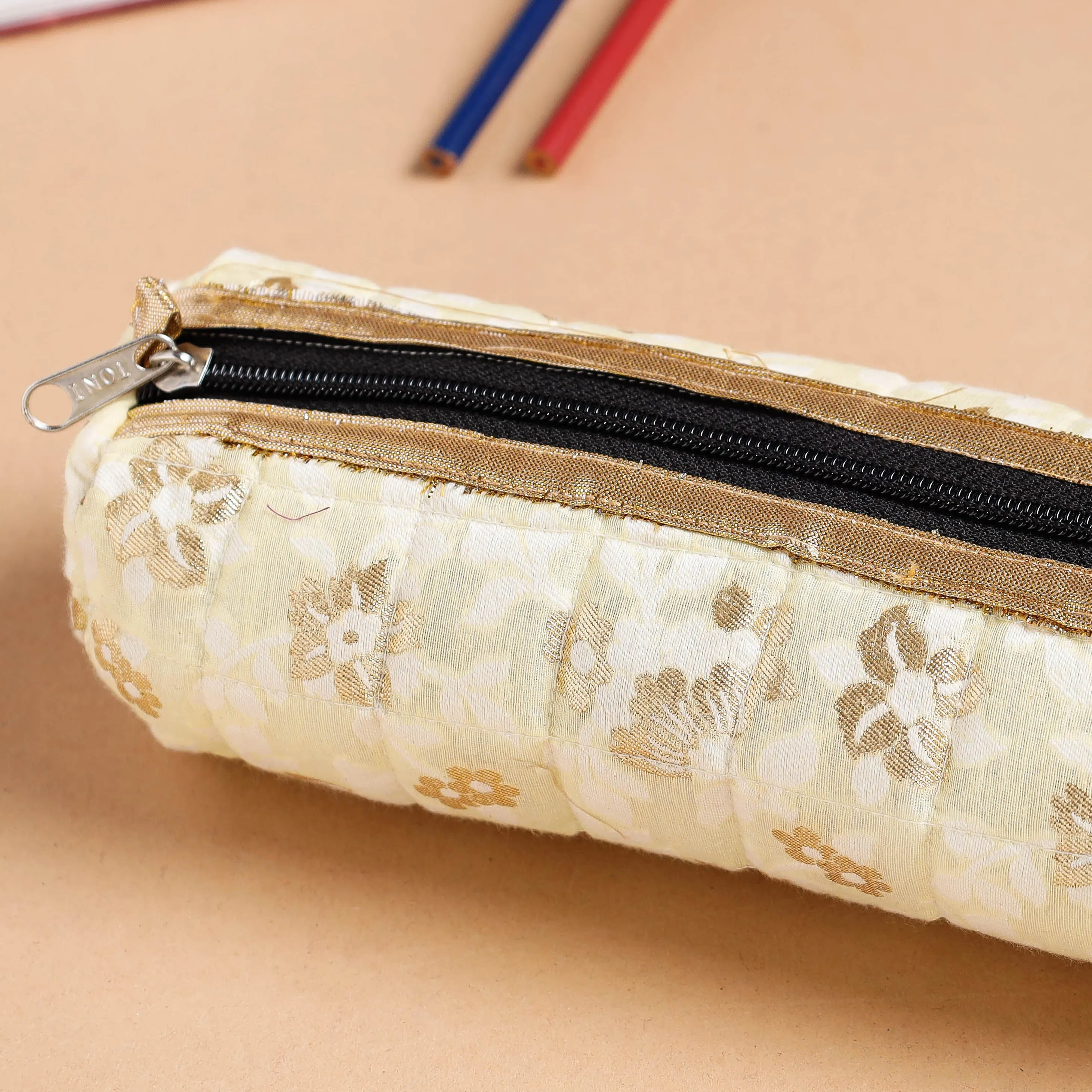 Beige - Handmade Quilted Pencil Pouch 72 sold by Itokri product image thumbnail 2