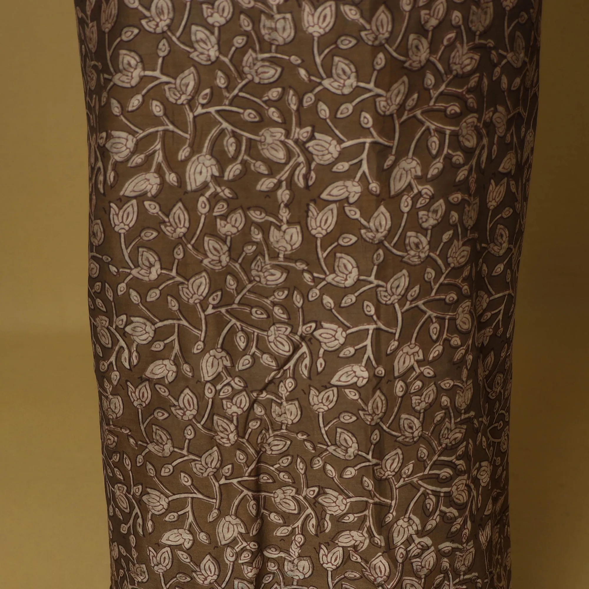 Brown - 3pc Akola Block Printed Chanderi Silk Unstitched Suit Material Set sold by Itokri product image thumbnail 5