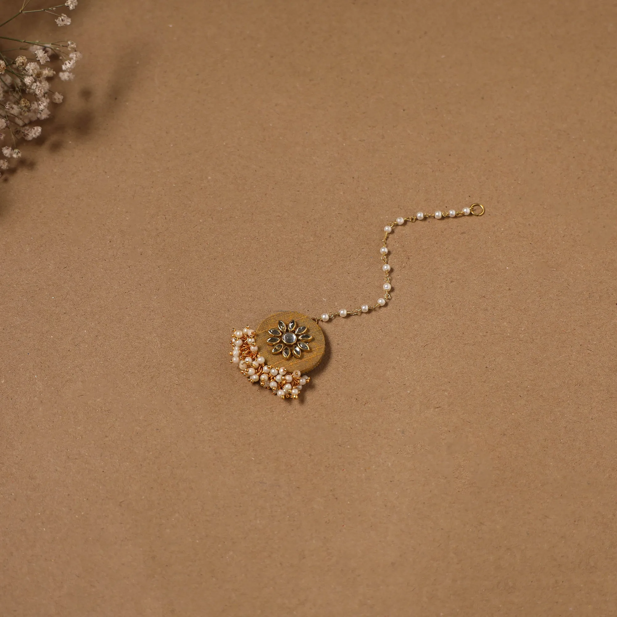 Yellow - Fabart Kundan Earrings & Maang Tikka Set 17 sold by Itokri product image thumbnail 3