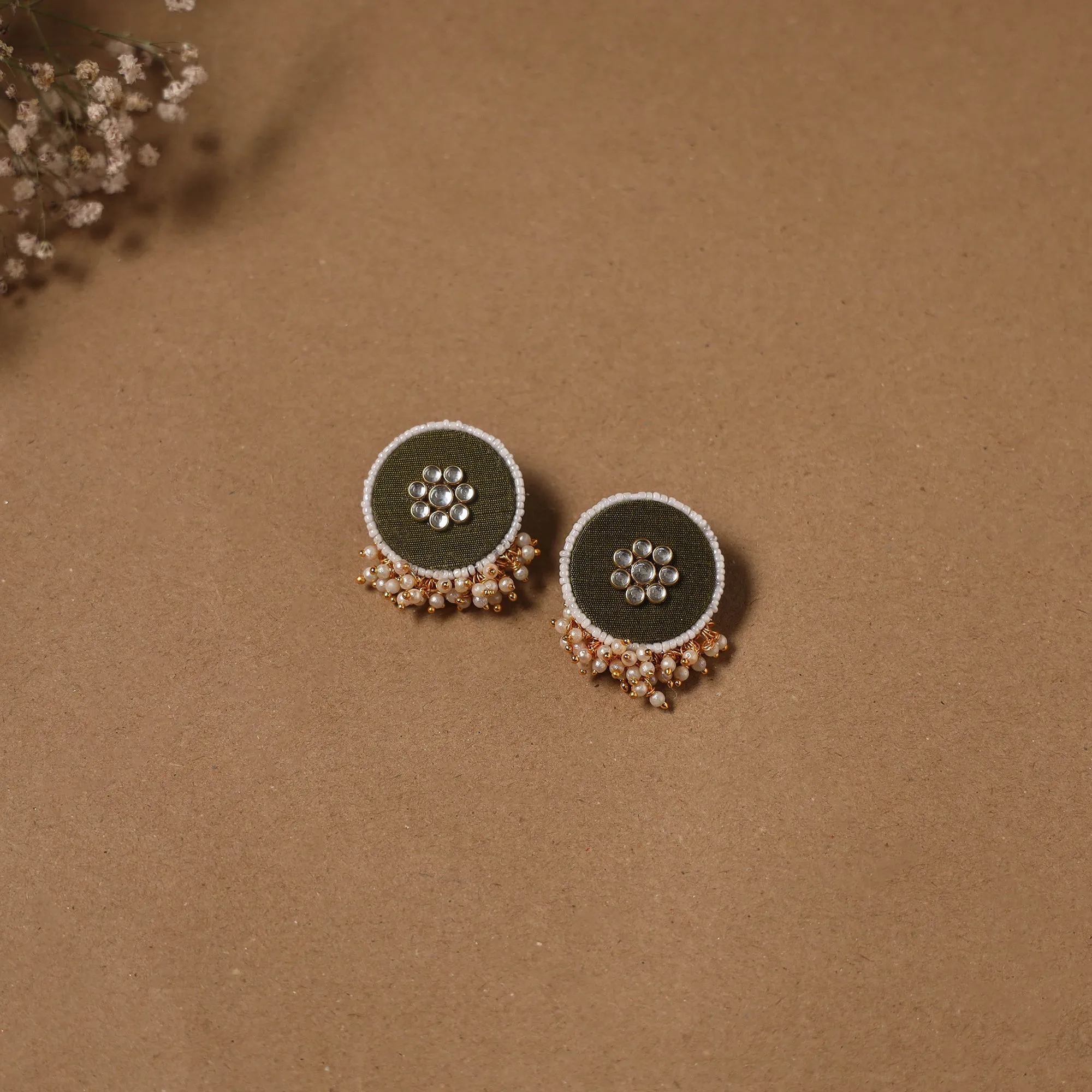 Green - Fabart Kundan Earrings & Maang Tikka Set 04 sold by Itokri product image thumbnail 2