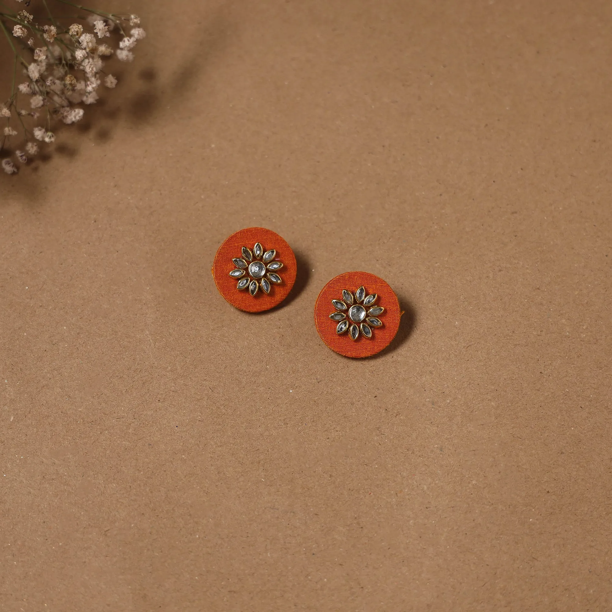 Orange - Fabart Kundan Earrings & Maang Tikka Set 01 sold by Itokri product image thumbnail 2