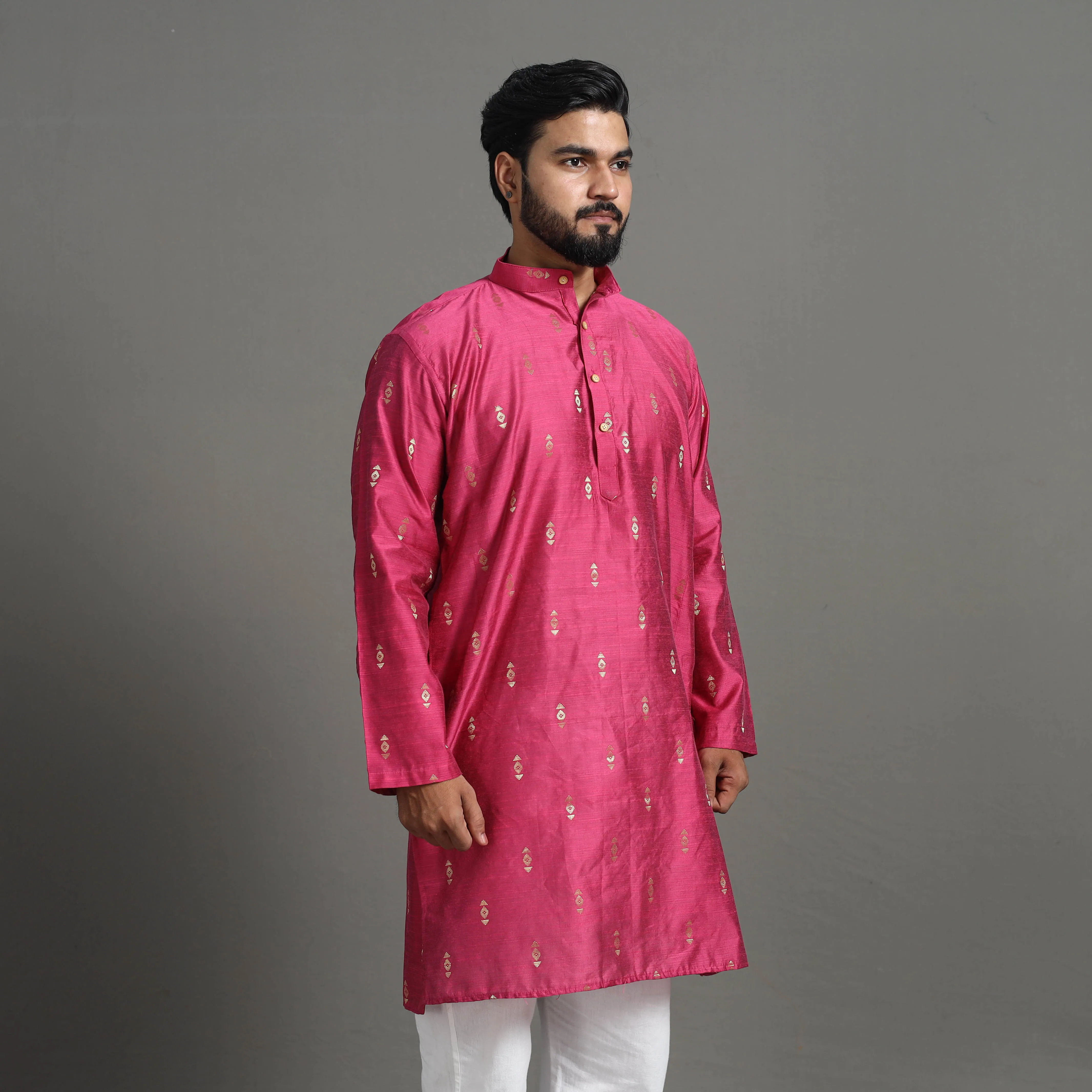 Zari Buti Spun Dupion Viscose Silk Plain Men Kurta 10 sold by Itokri product image thumbnail 5