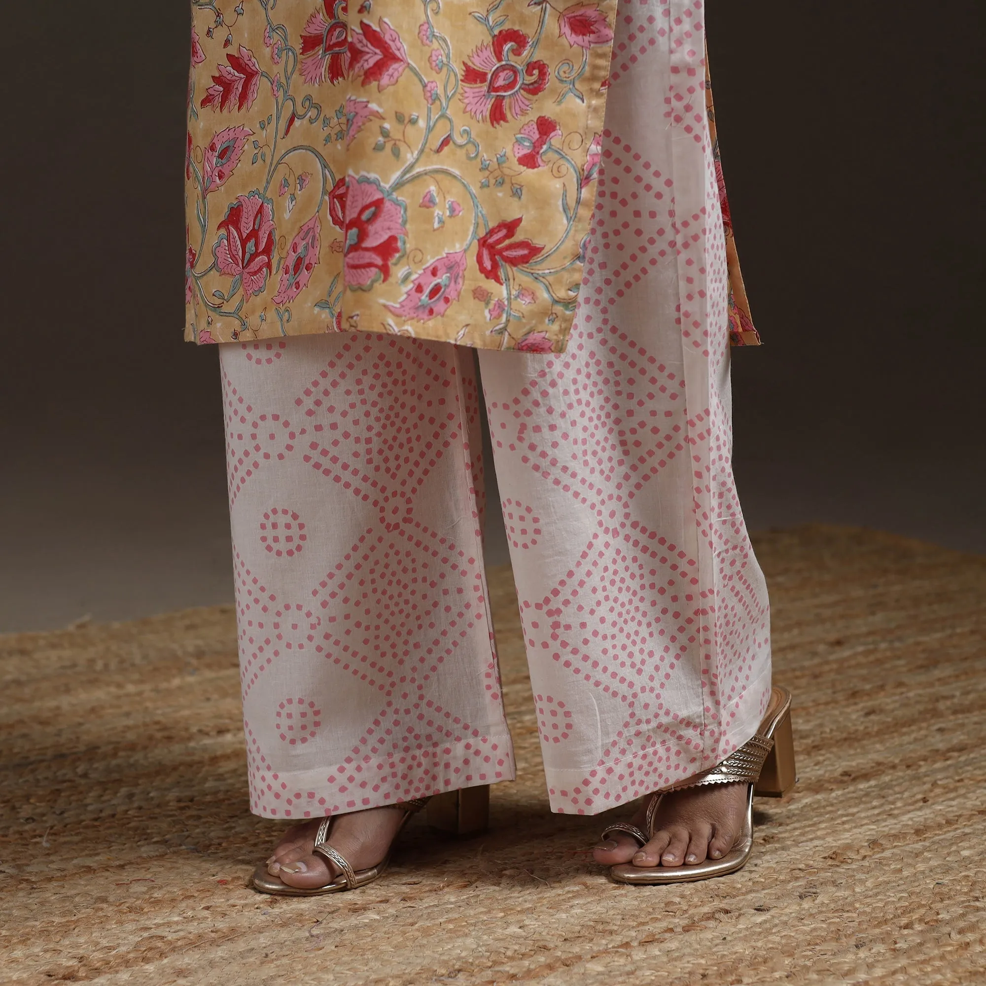 Beige - Hand Block Print Cotton Sanganeri Suit Set with Dupatta for women 11 sold by Itokri product image thumbnail 5