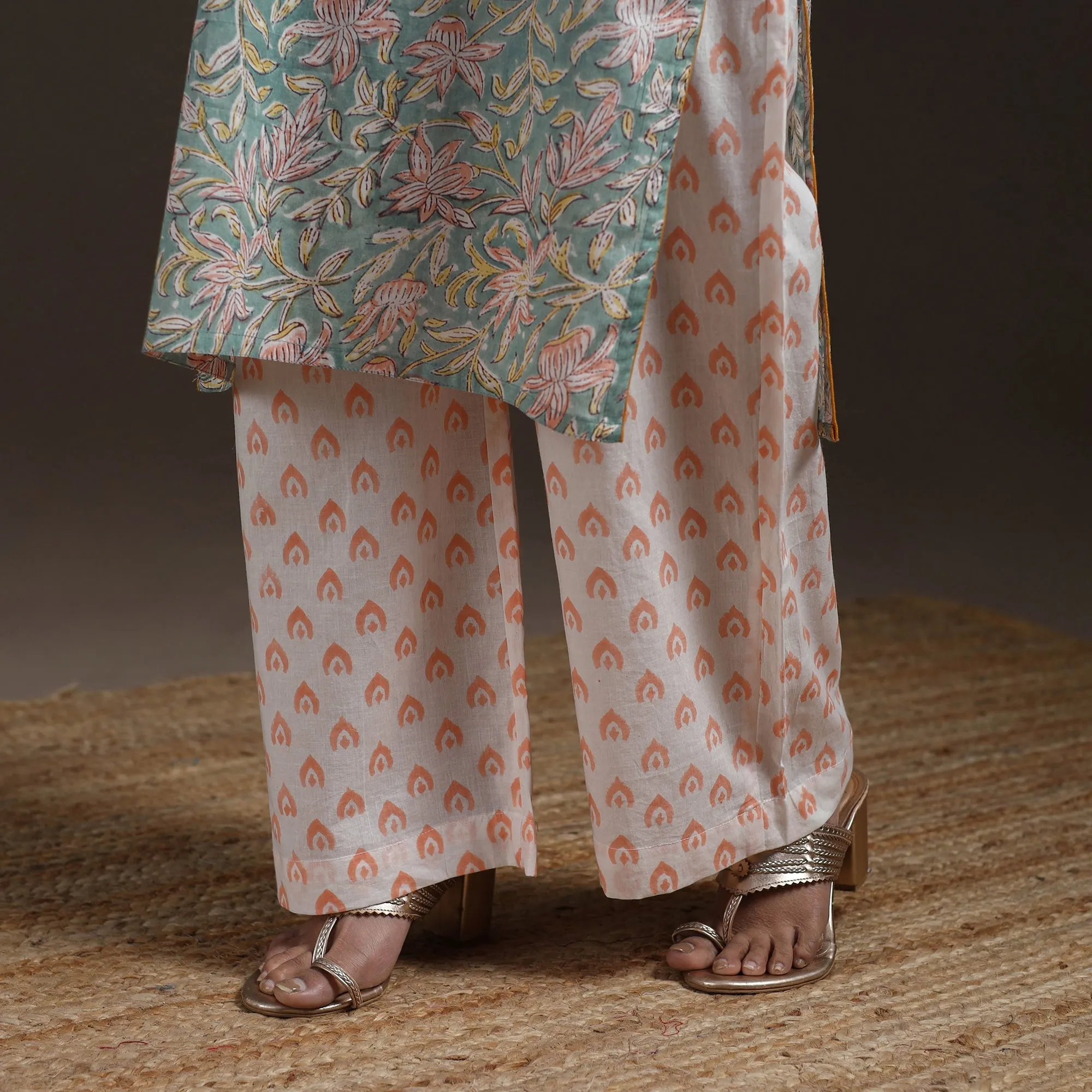 Green - Hand Block Print Cotton Sanganeri Suit Set with Dupatta for women 05 sold by Itokri product image thumbnail 5