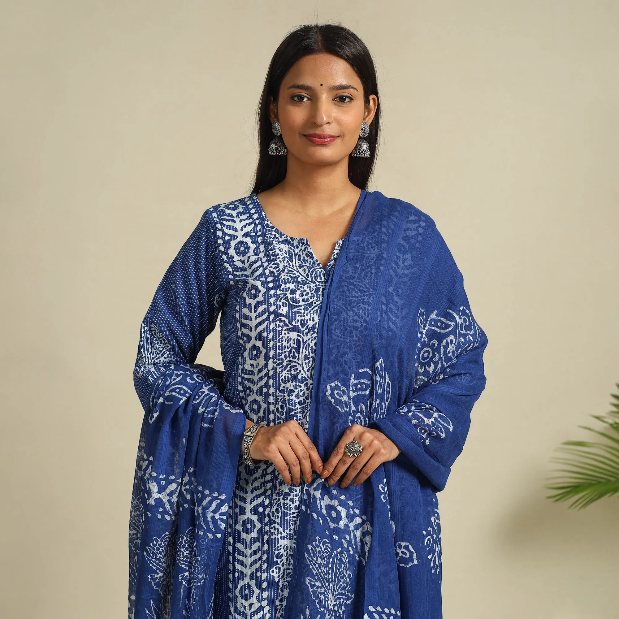 Blue - Cotton Hand Batik Print Suit Set 08 sold by Itokri product image thumbnail 3
