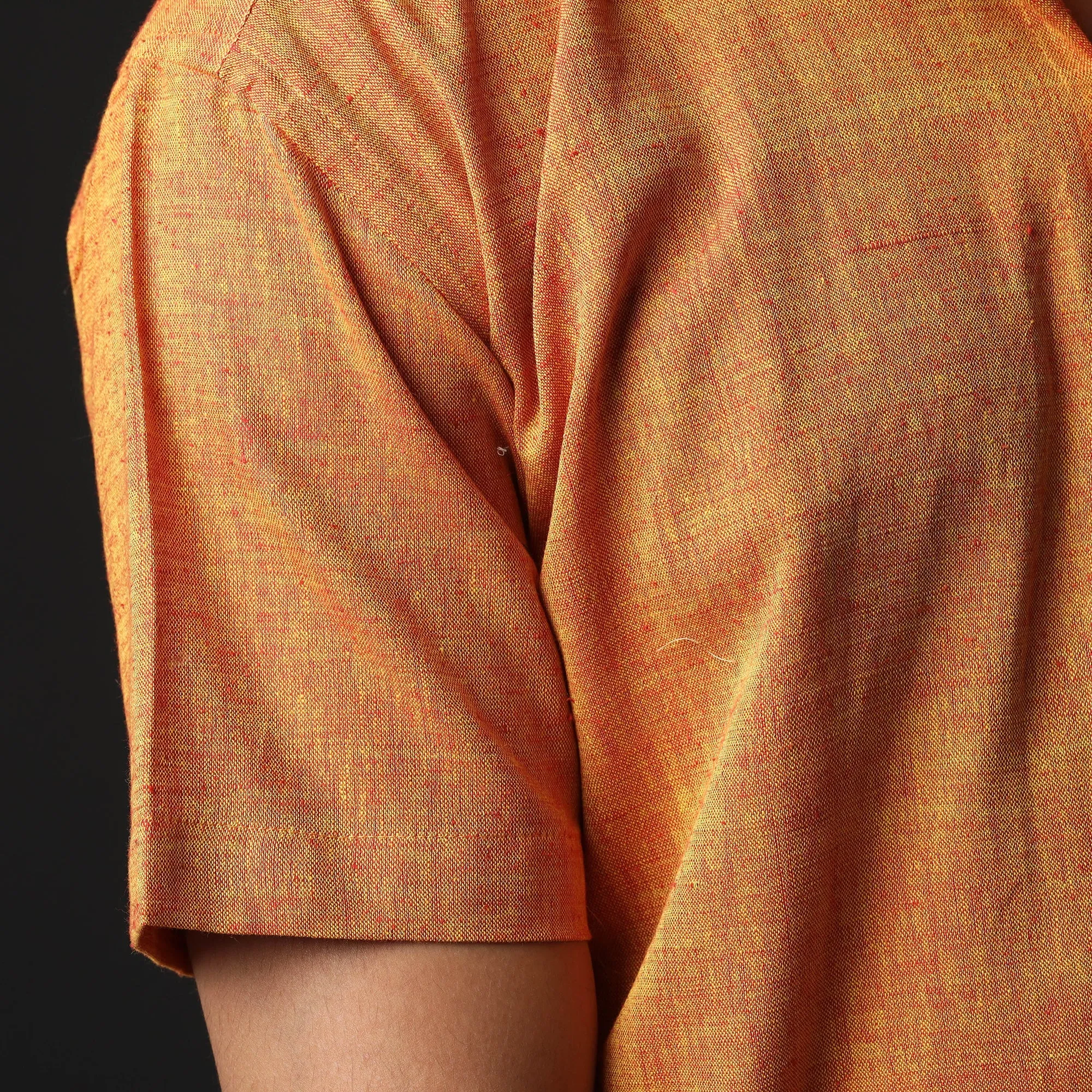 Orange Prewashed Fine Cotton Handloom Half Sleeves Shirt sold by Itokri product image thumbnail 4