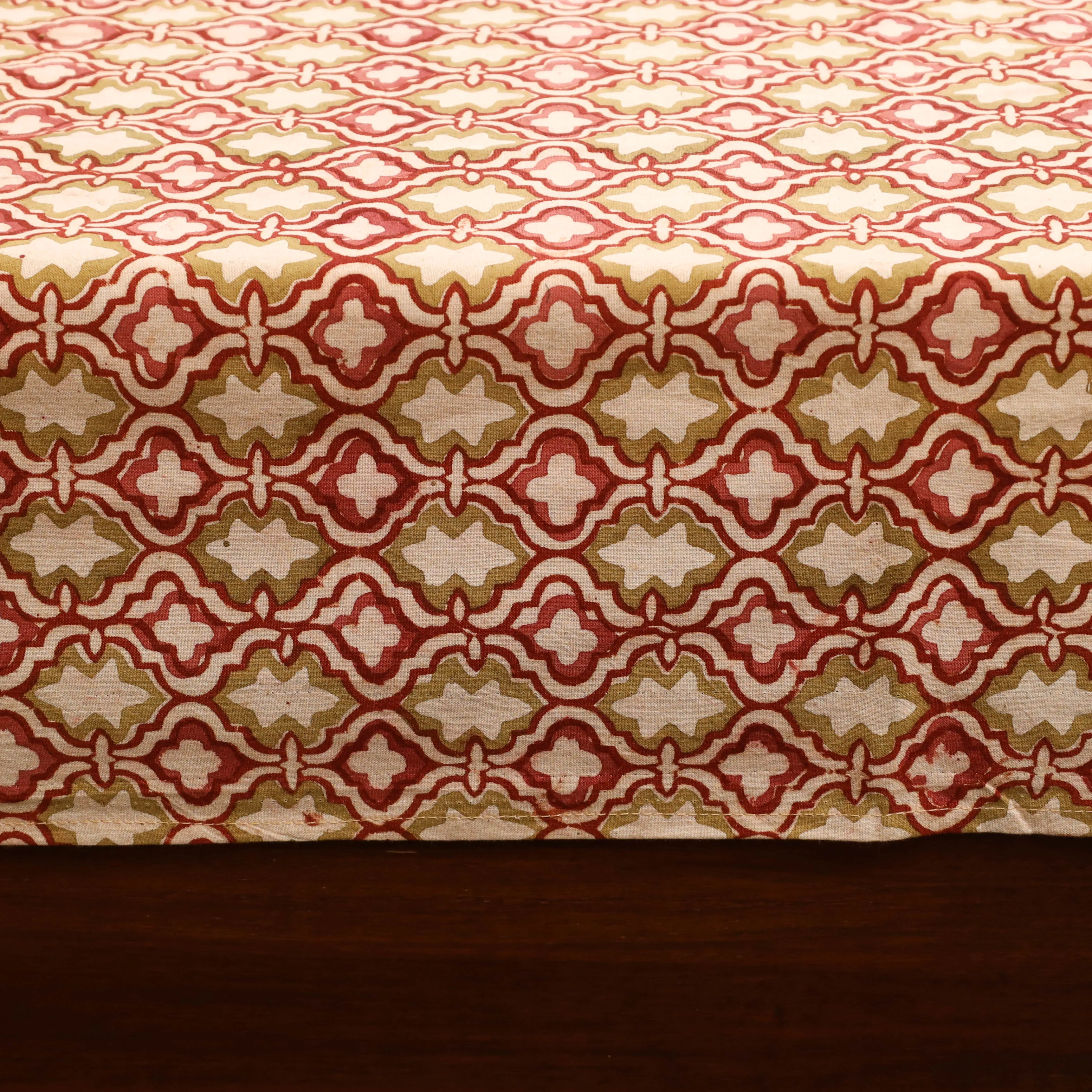 Beige - Kalamkari Block Print Patchwork Cotton Bedsheet Set 43 sold by Itokri product image thumbnail 5