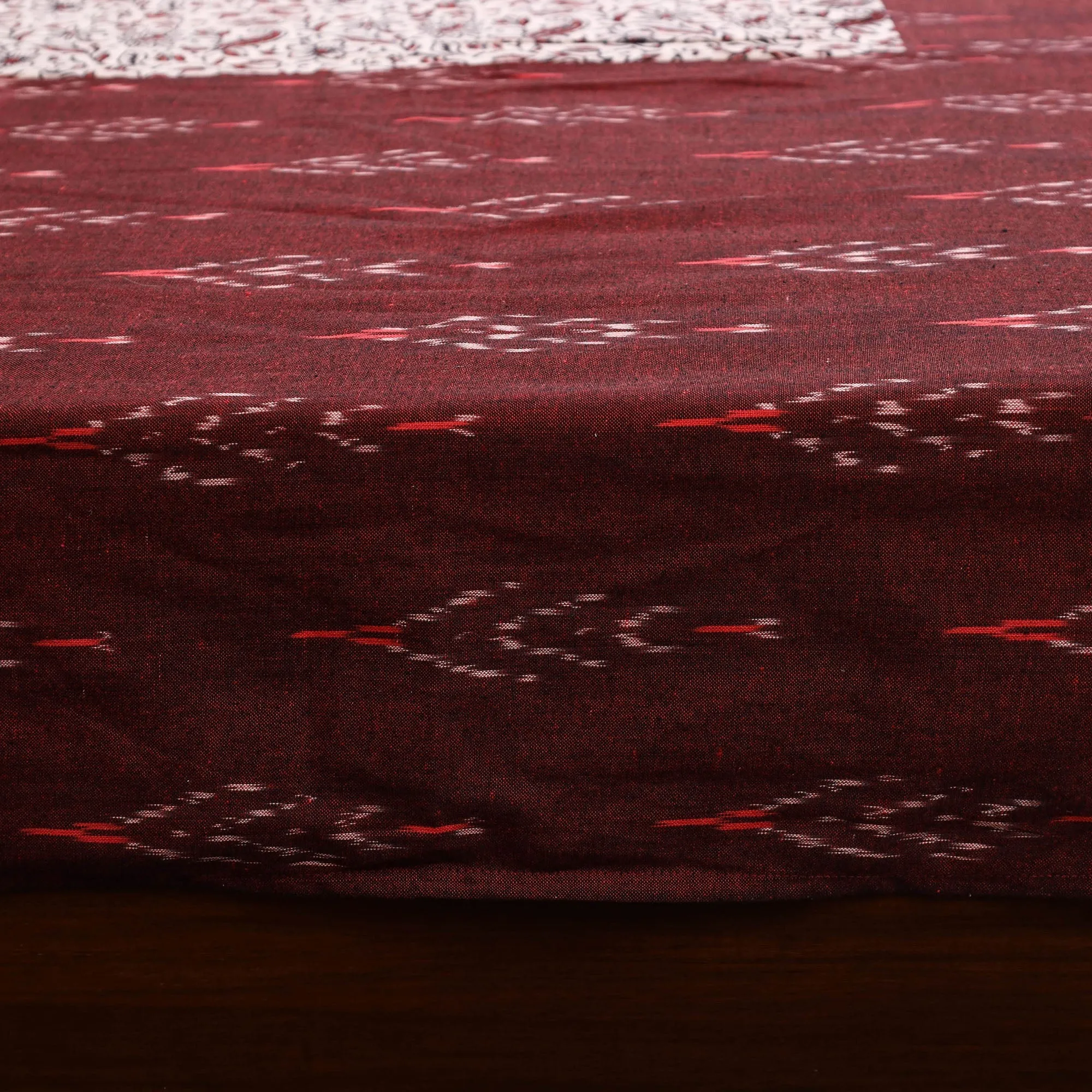 Maroon - Pochampally Ikat with Bagh Patch Cotton Bedsheet Set 08 sold by Itokri product image thumbnail 5