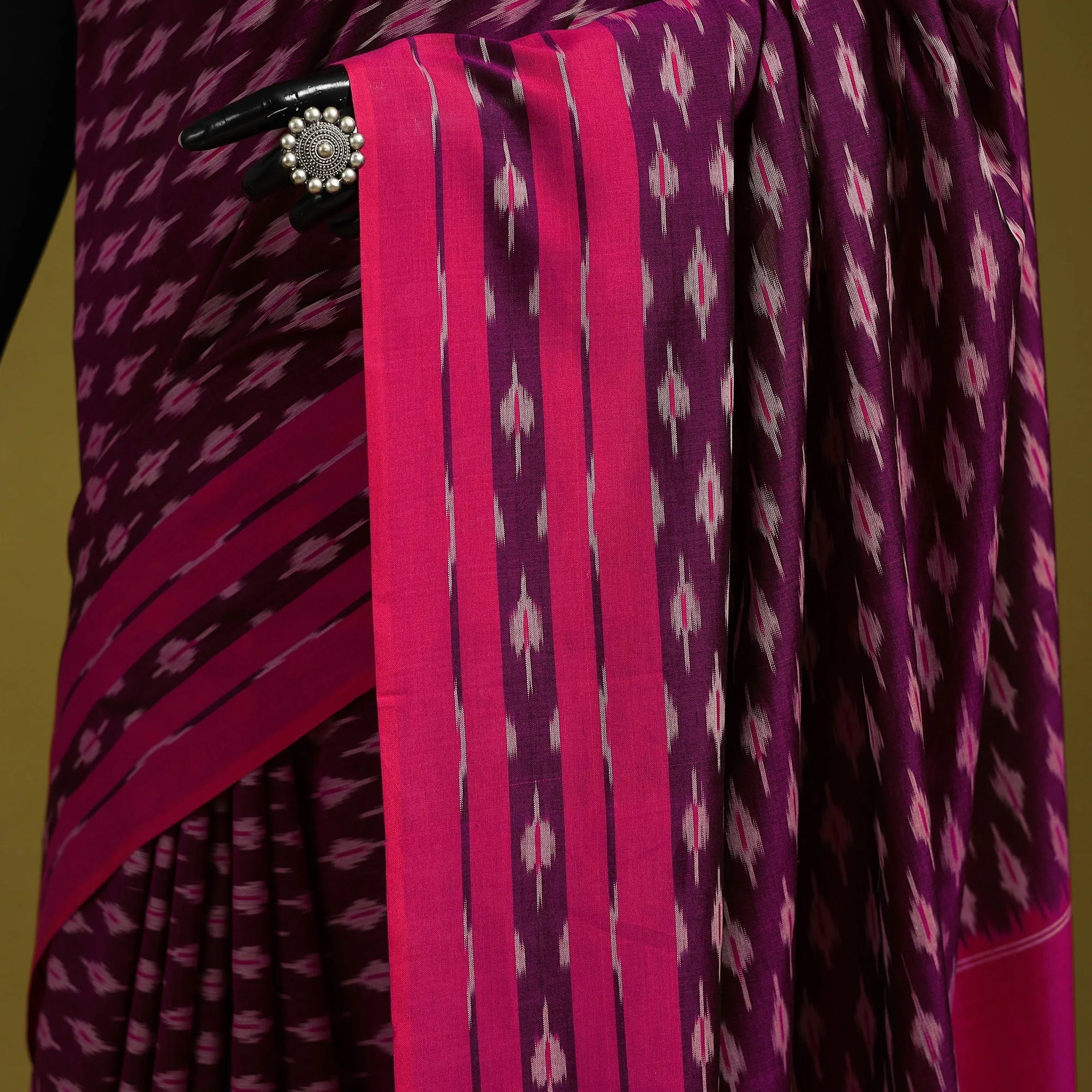 Purple - Mercerised Cotton Handloom Pochampally Ikat Saree 13 sold by Itokri product image thumbnail 3