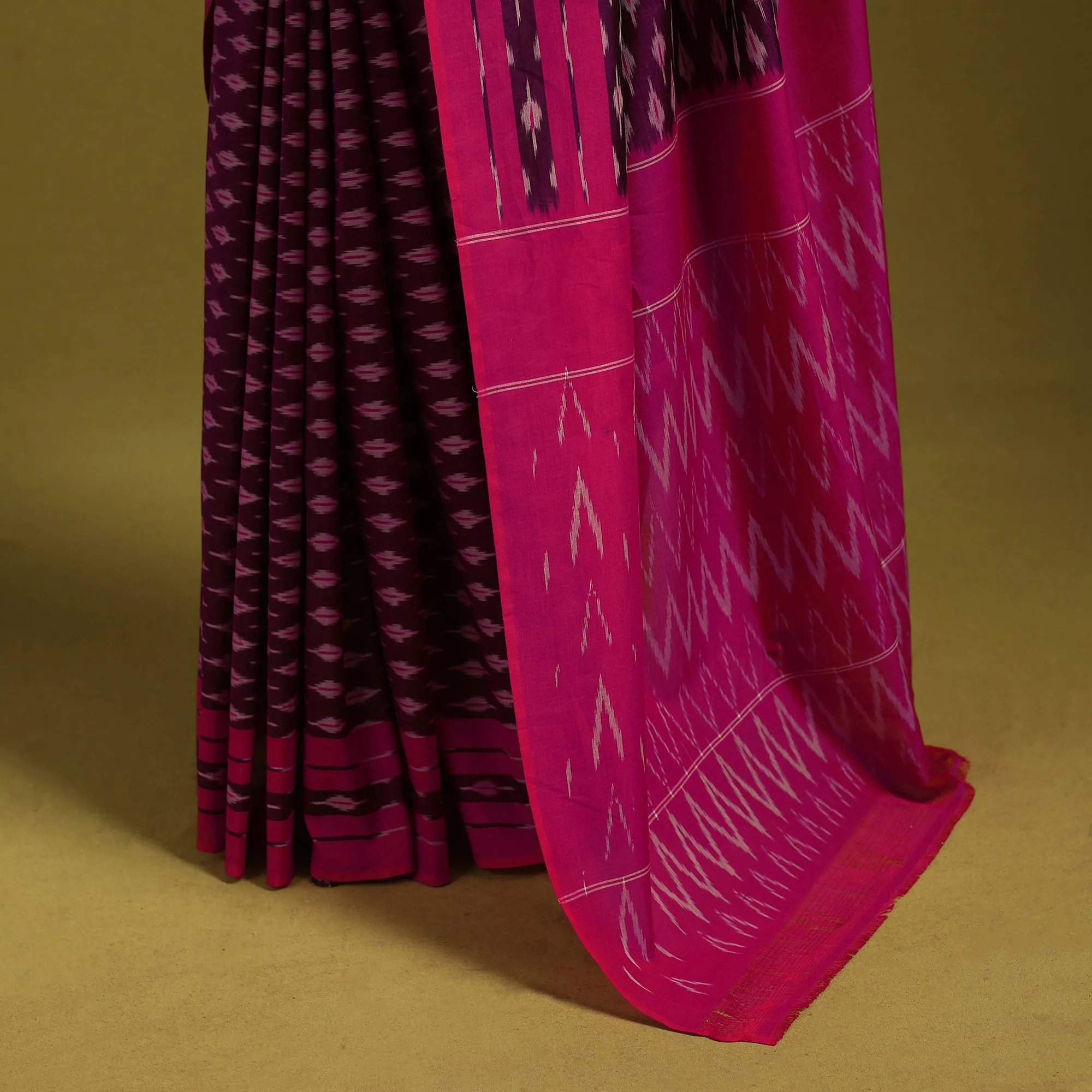 Purple - Mercerised Cotton Handloom Pochampally Ikat Saree 13 sold by Itokri product image thumbnail 4