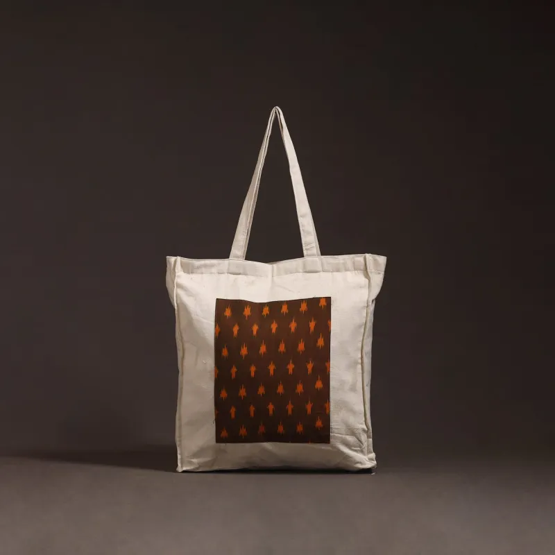 Brown - Handcrafted Ikat Patch Shoulder Bag 08 made by Itokri