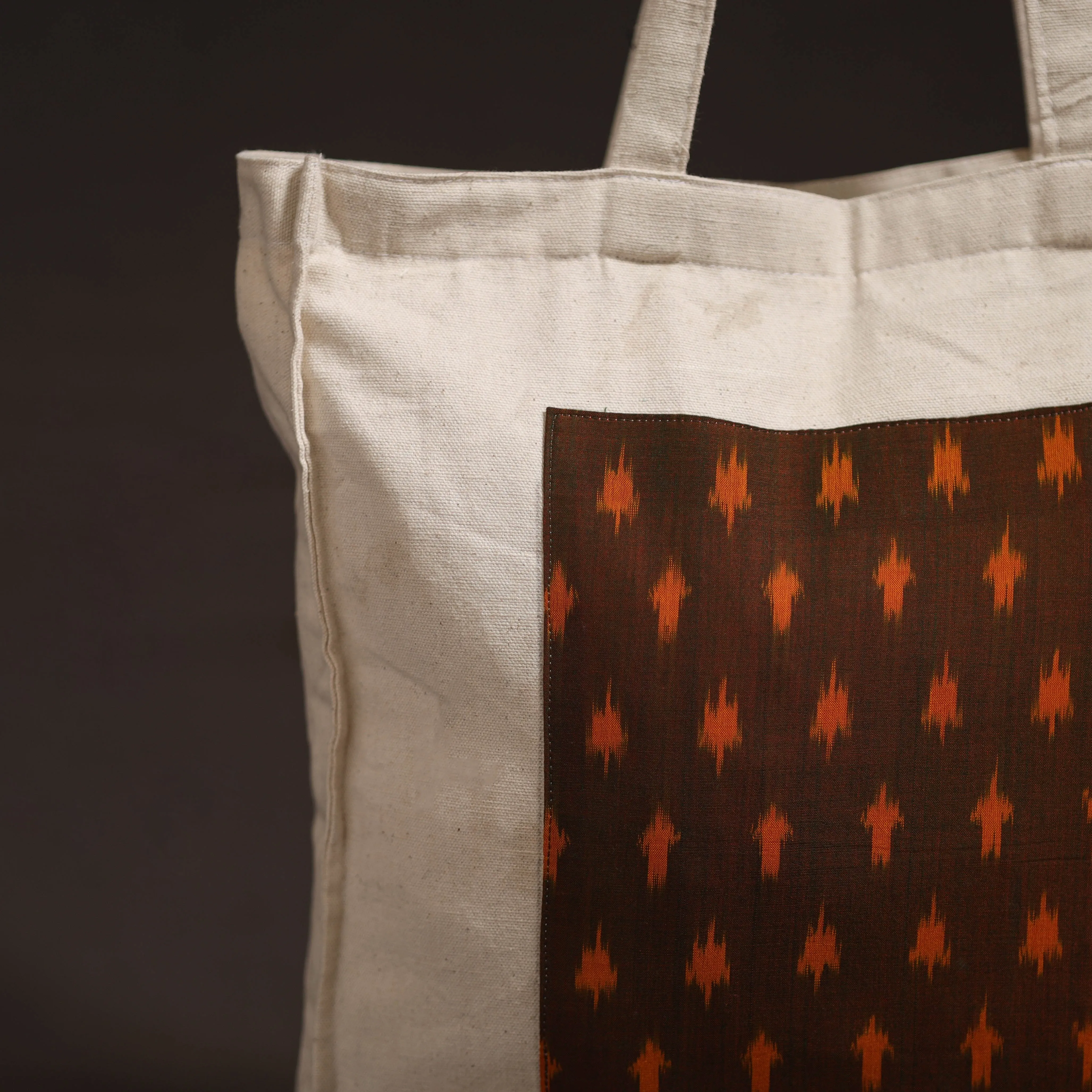 Brown - Handcrafted Ikat Patch Shoulder Bag 08 sold by Itokri product image thumbnail 2