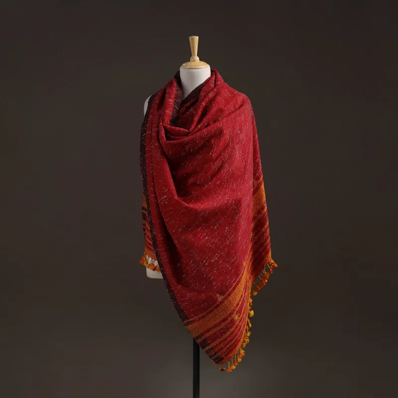 Red - Kutch Bhujodi Handwoven Merino Wool Shawl 45 made by Itokri