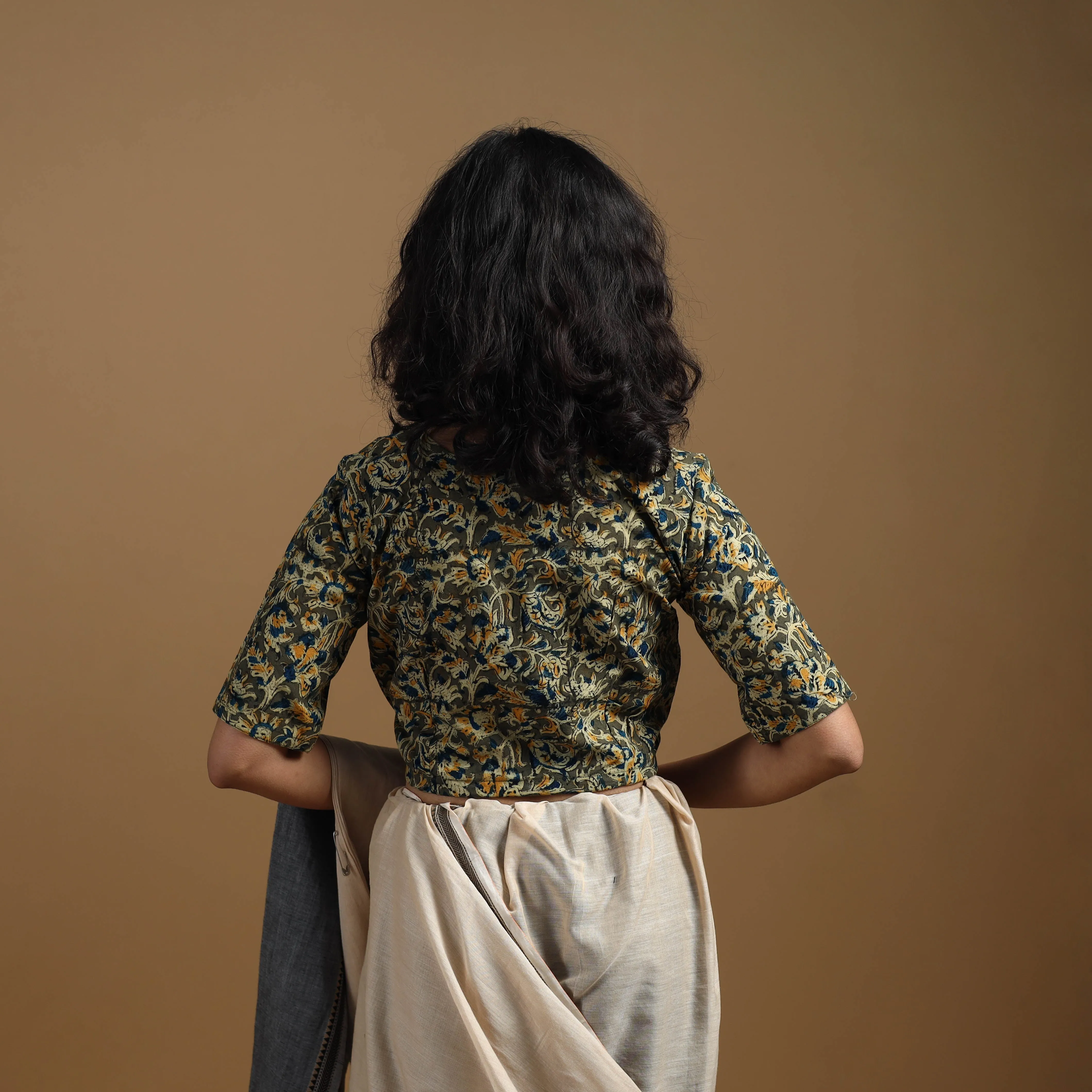 Green - Pedana Block Print Cotton Natural Dyed Kalamkari Readymade Blouse 04 sold by Itokri product image thumbnail 5
