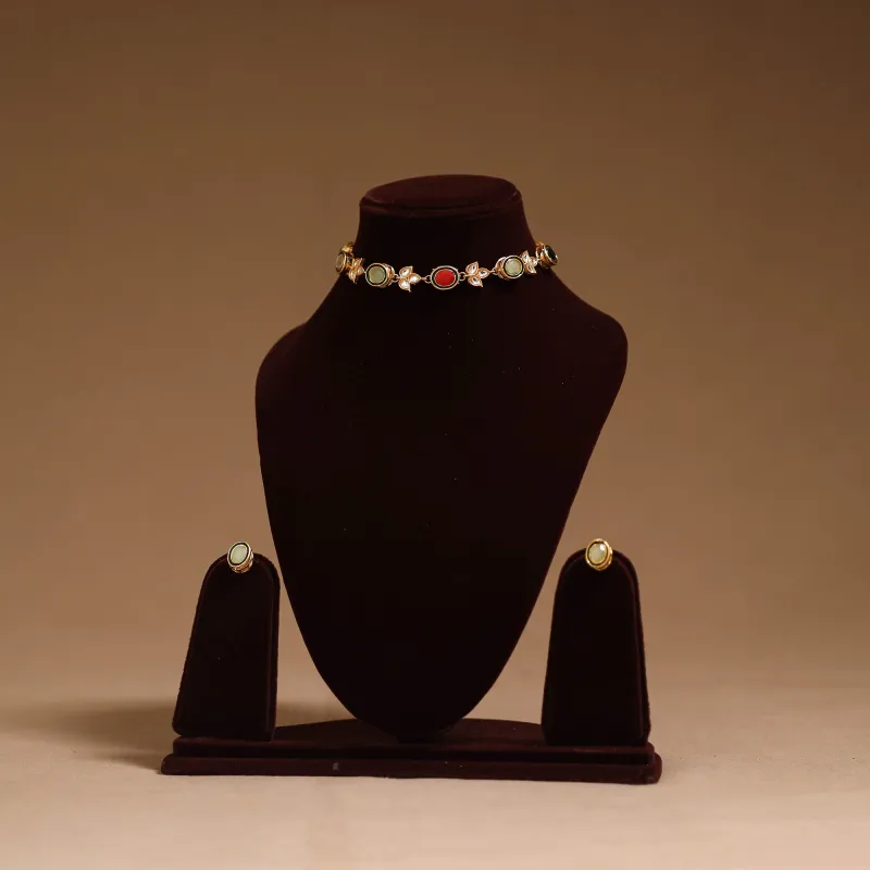 Multicolor - Kundan Work Necklace Set 73 made by Itokri