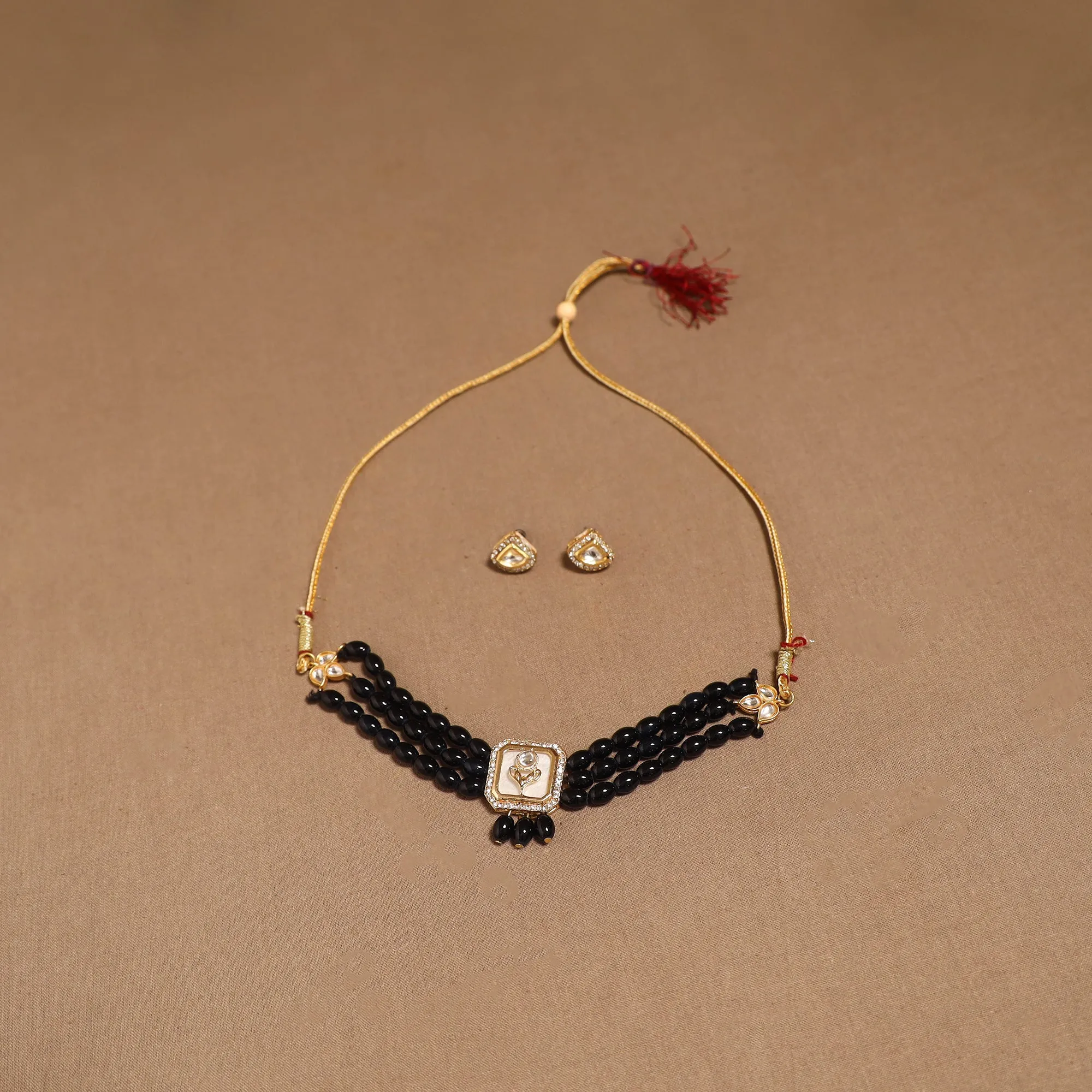 Black - Kundan Work Choker Necklace Set 51 sold by Itokri product image thumbnail 2