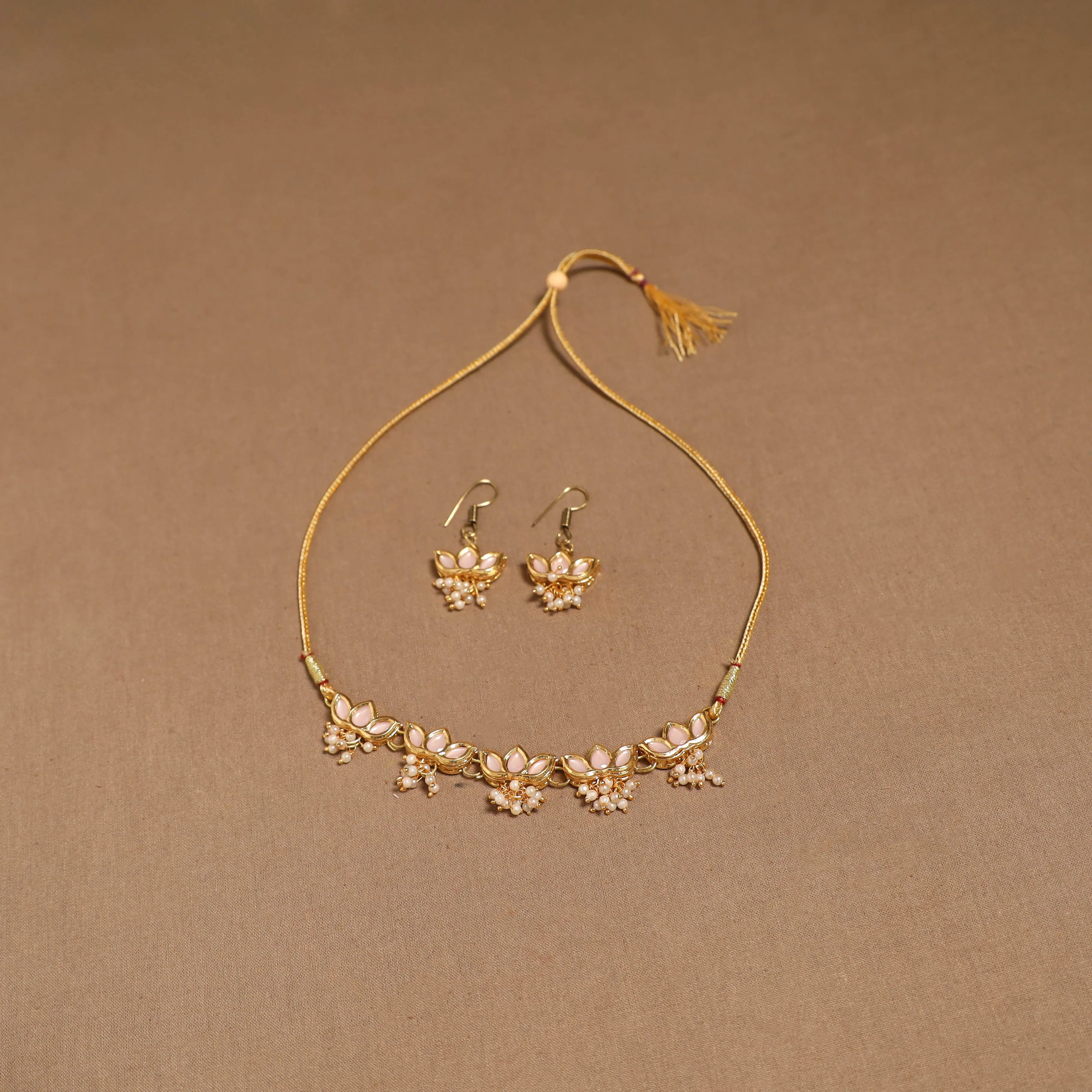 Pink - Kundan Work Choker Necklace Set 47 sold by Itokri product image thumbnail 2